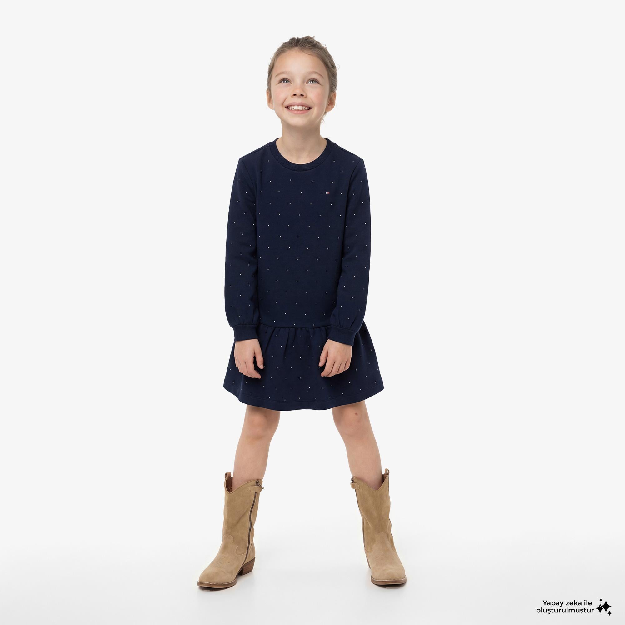 Tommy Hilfiger Festive Çocuk Lacivert Elbise