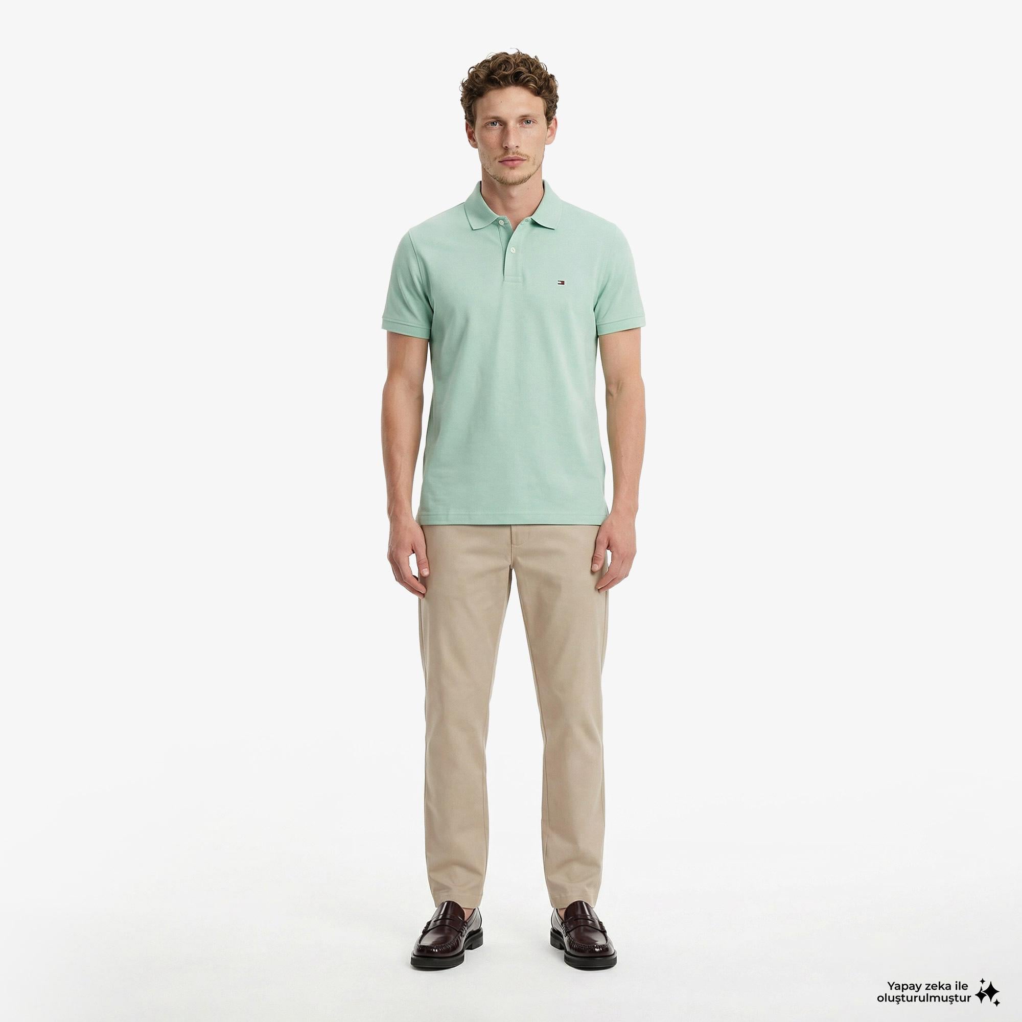 Tommy Hilfiger Core Essentials Erkek Yeşil Polo Yaka T-Shirt