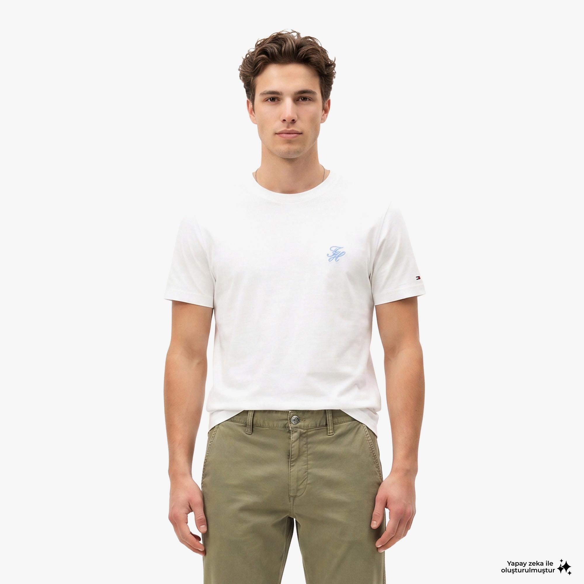 Tommy Hilfiger Swimshop Erkek Beyaz T-Shirt