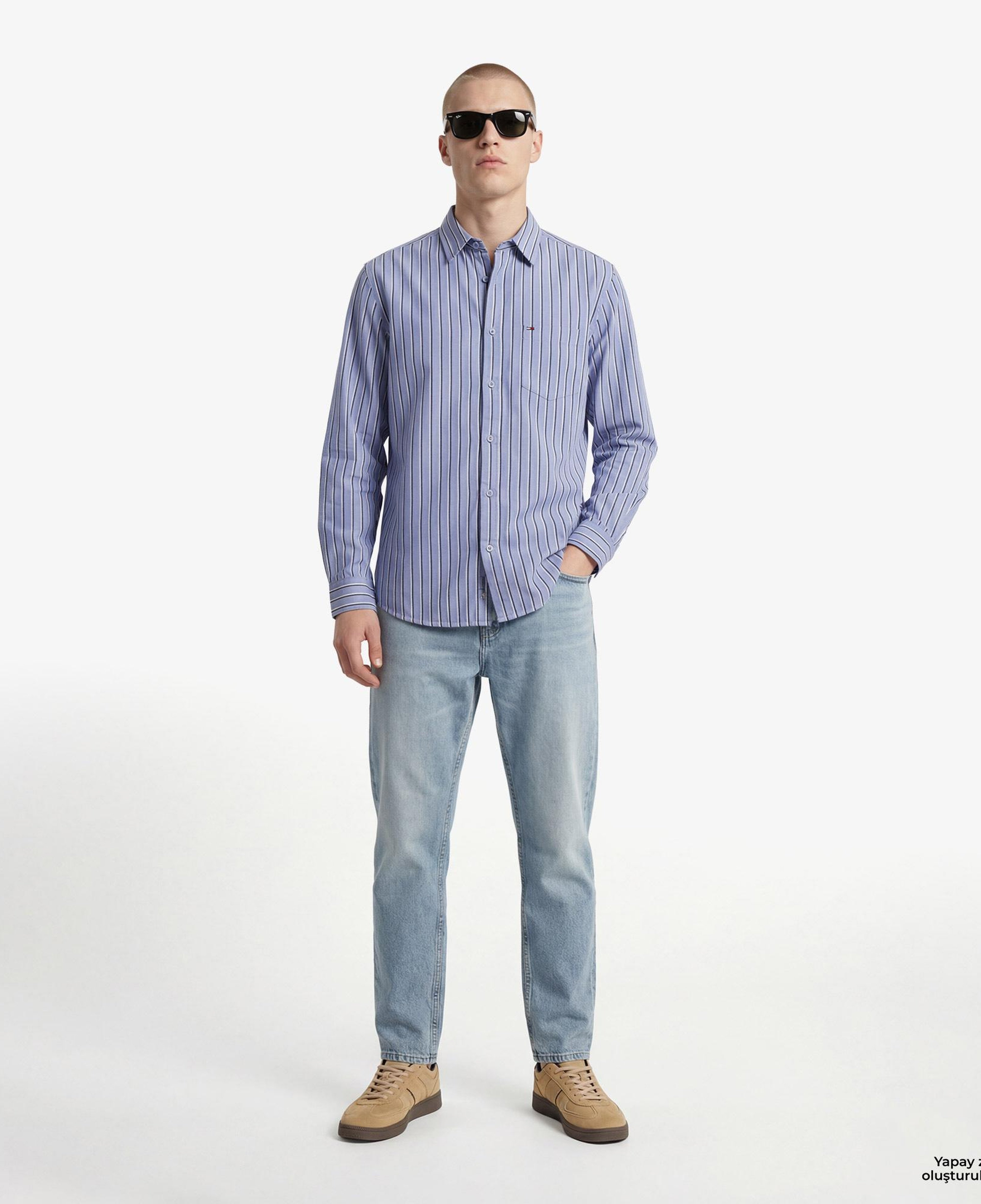Tommy Hilfiger Twill Erkek Mavi Gömlek