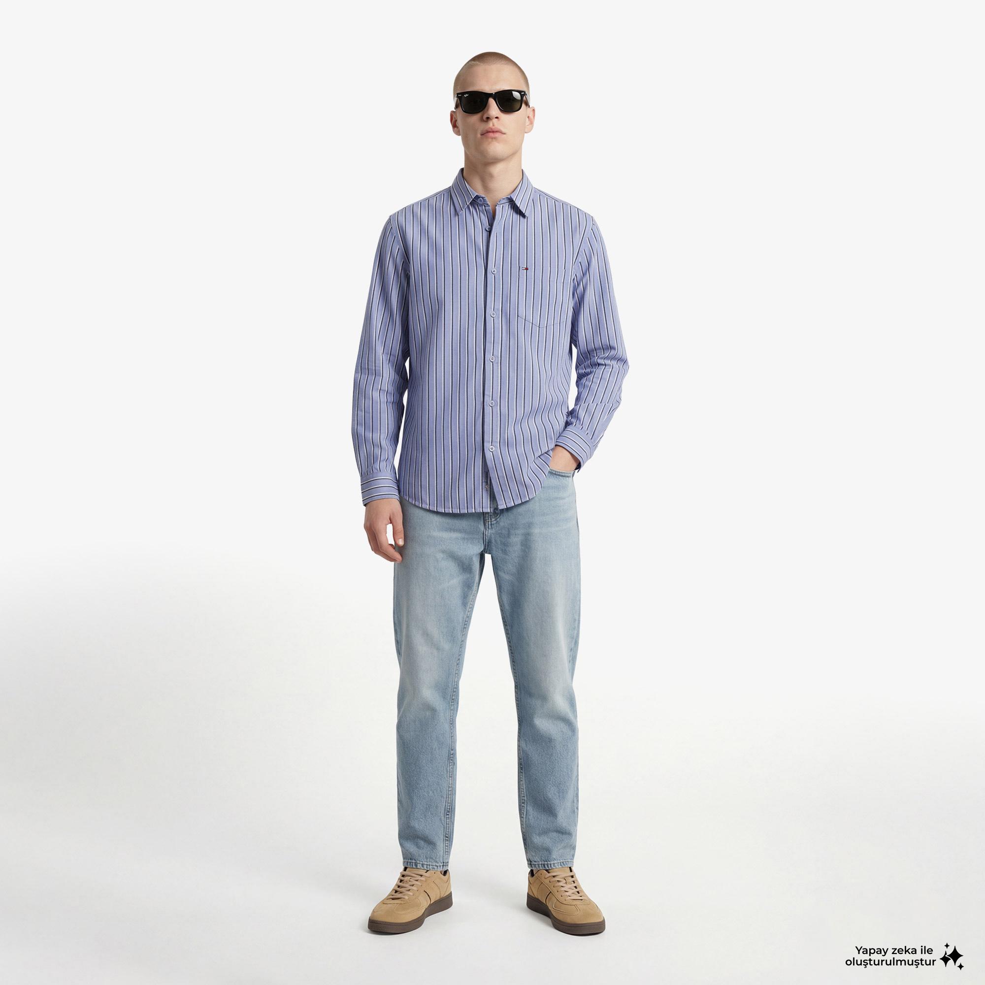 Tommy Hilfiger Twill Erkek Mavi Gömlek