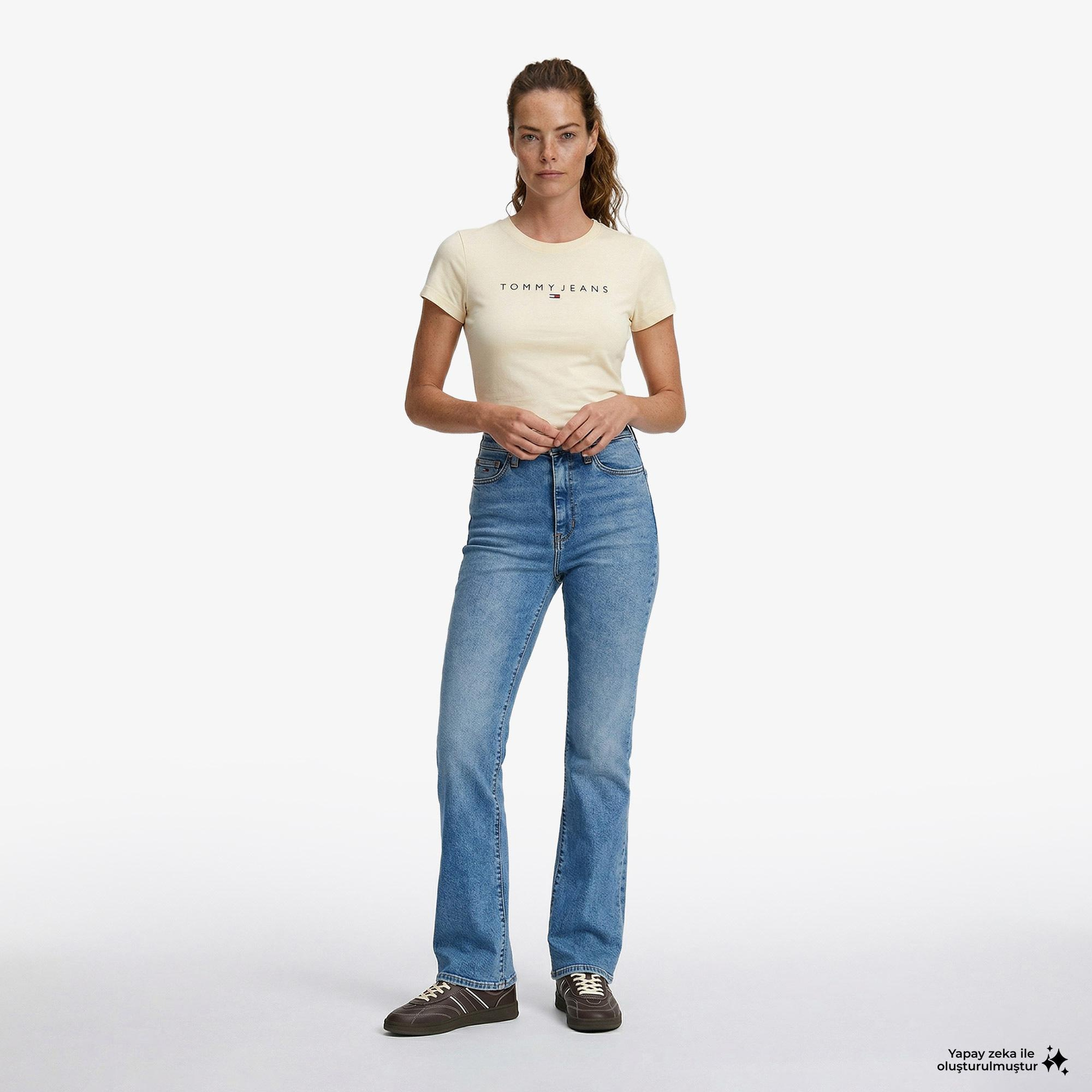 Tommy Hilfiger Linear Kadın Sarı T-Shirt