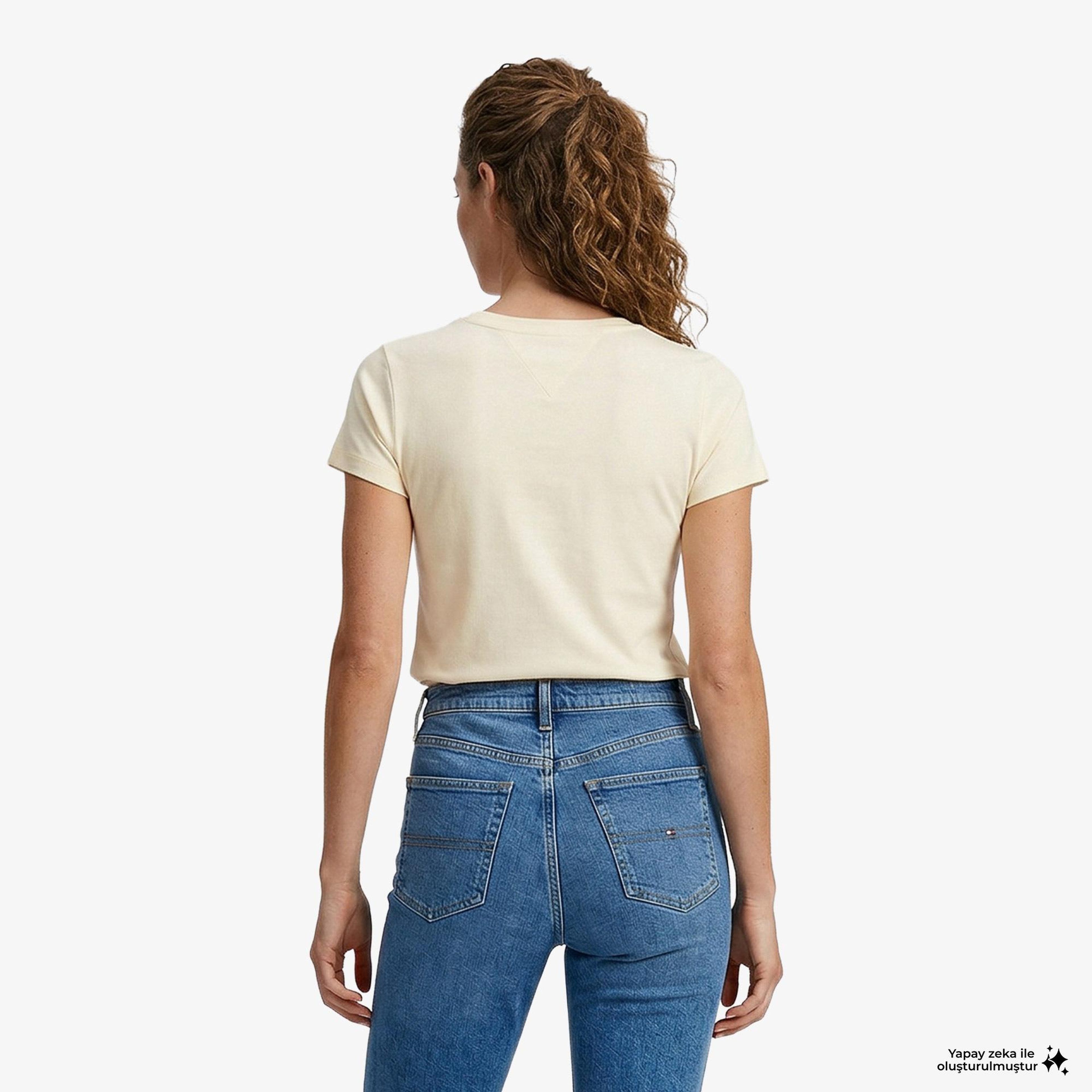 Tommy Hilfiger Linear Kadın Sarı T-Shirt
