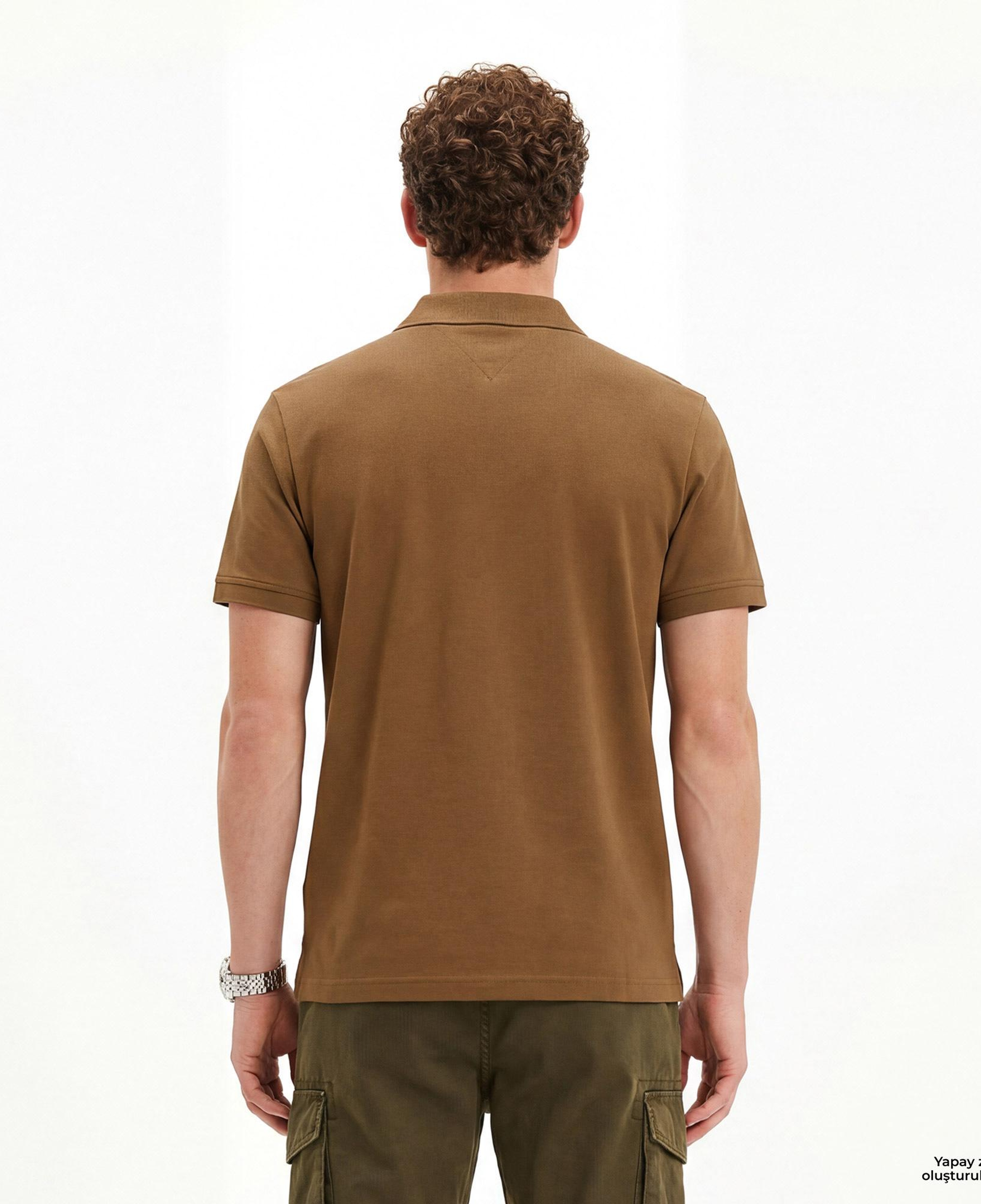 Tommy Hilfiger Seasonal Graphic Erkek Kahverengi Polo Yaka T-Shirt