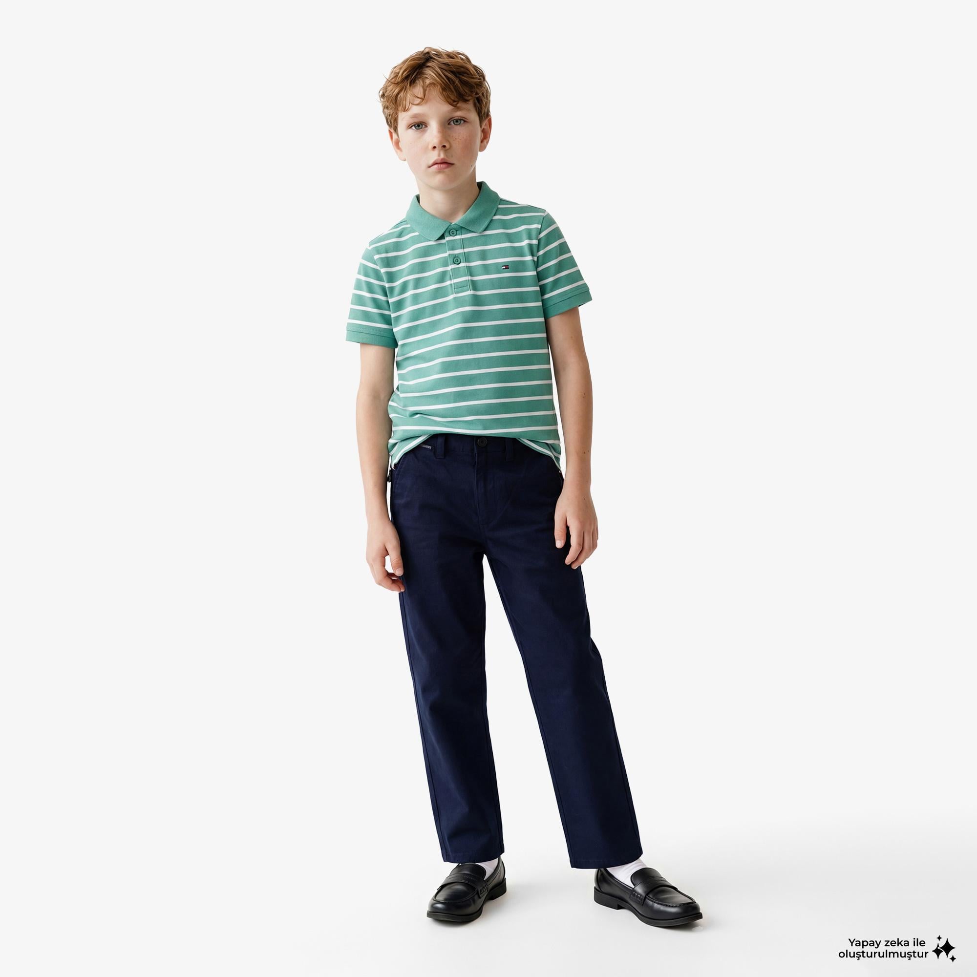 Tommy Hilfiger Essentials Çocuk Yeşil Polo Yaka T-Shirt