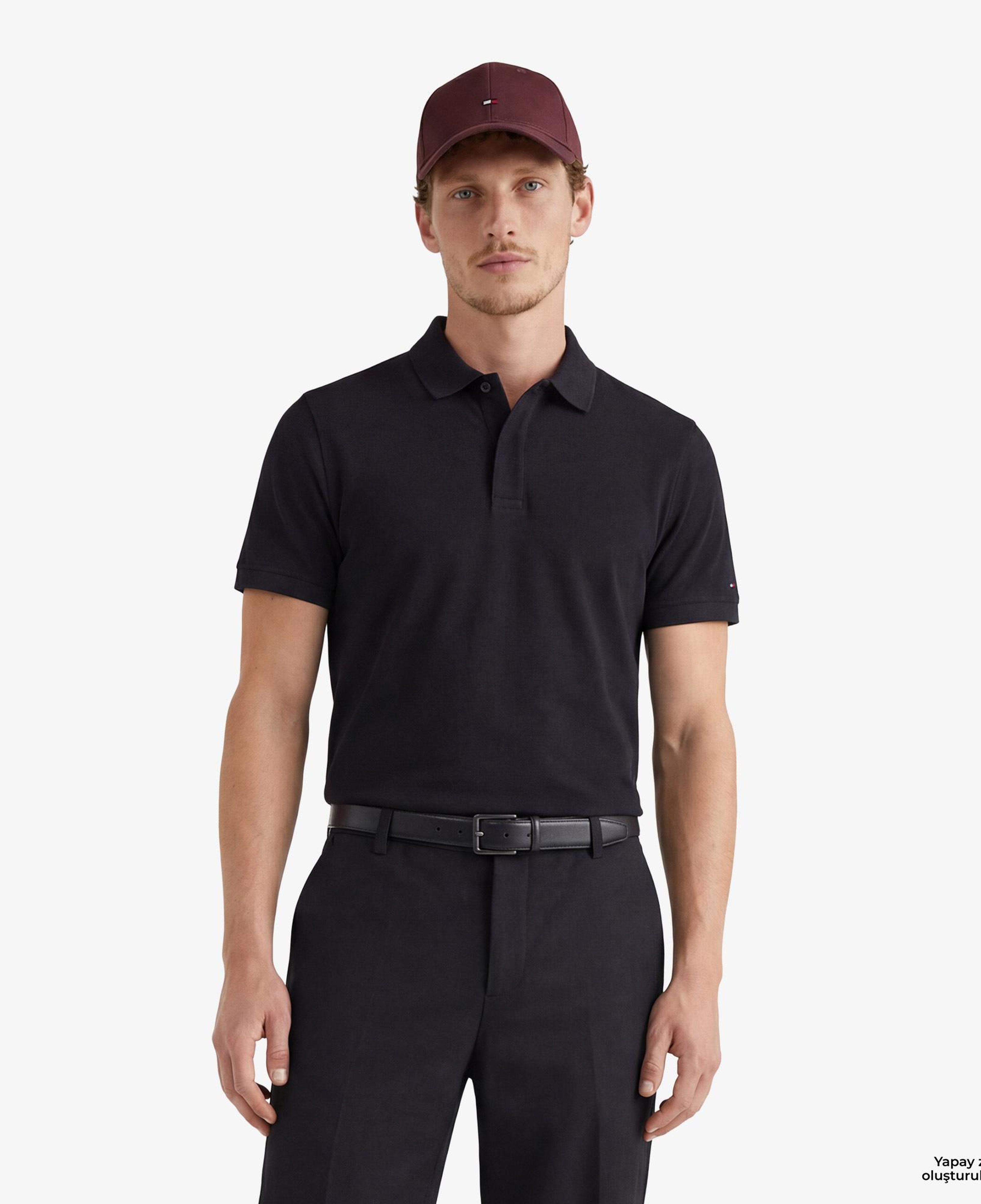Tommy Hilfiger Elevated Essentials Erkek Siyah Polo Yaka T-Shirt