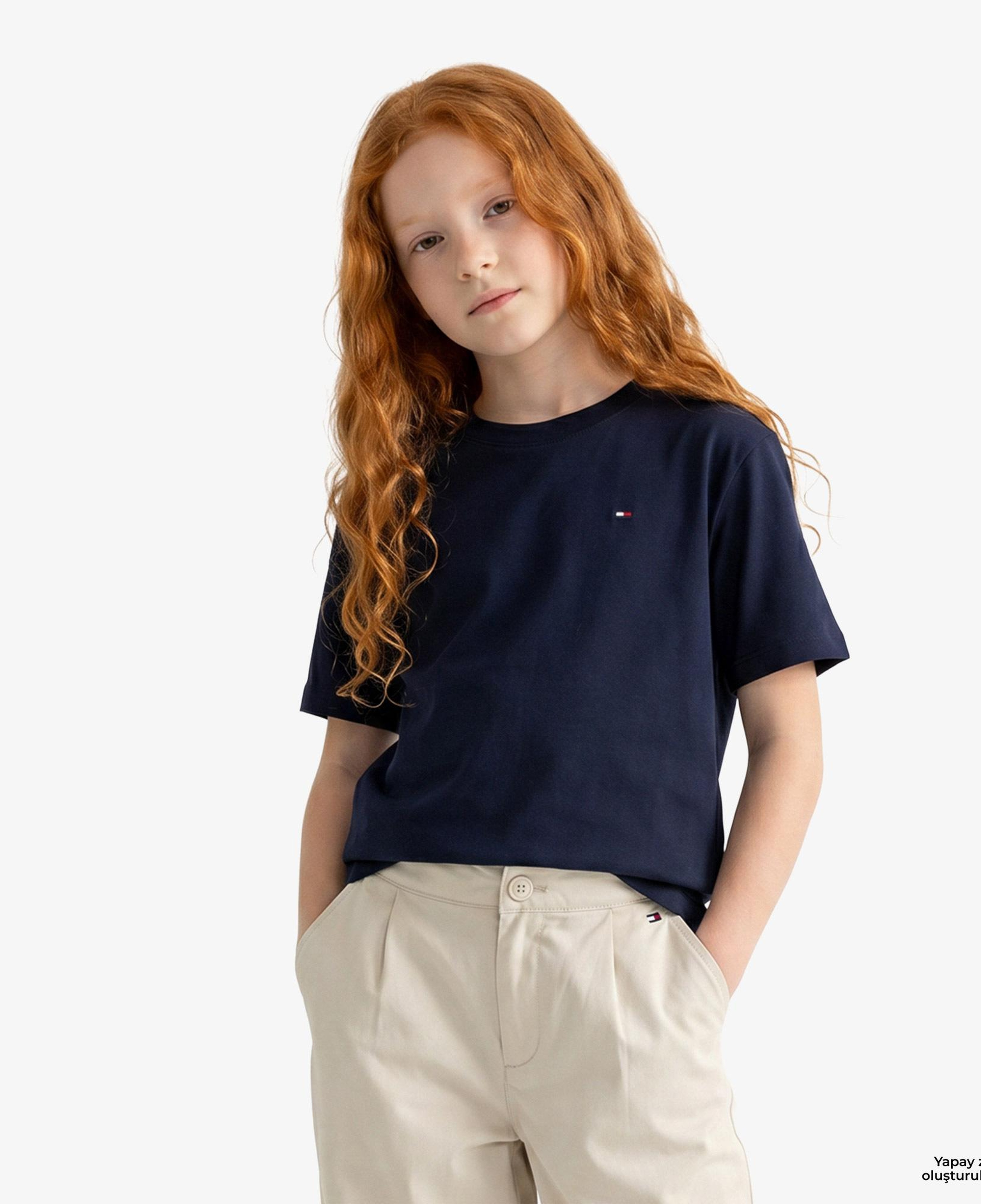 Tommy Hilfiger Essentials Çocuk Lacivert Crop T-Shirt