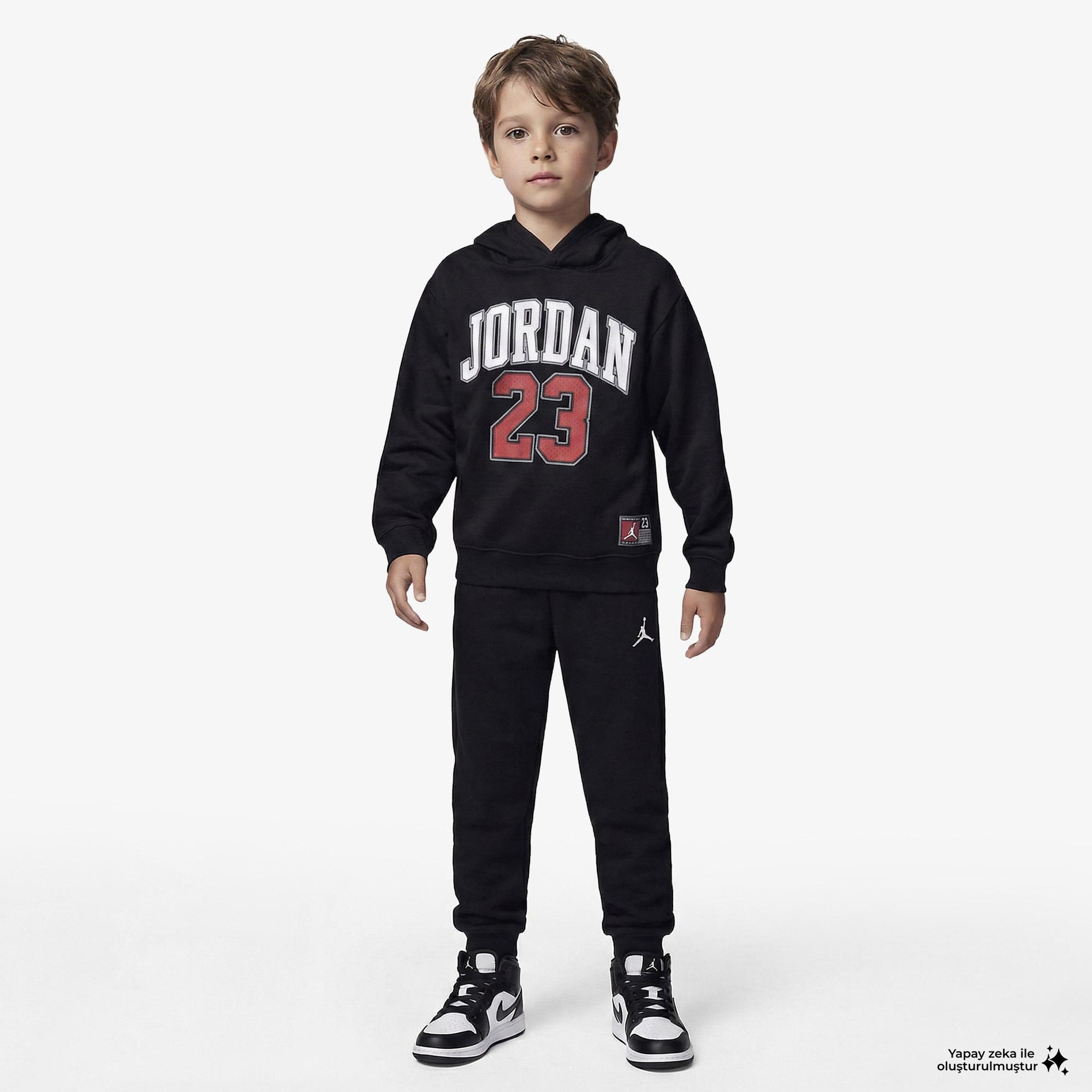 Jordan Fleece Pullover Çocuk Siyah Kapüşonlu Sweatshirt