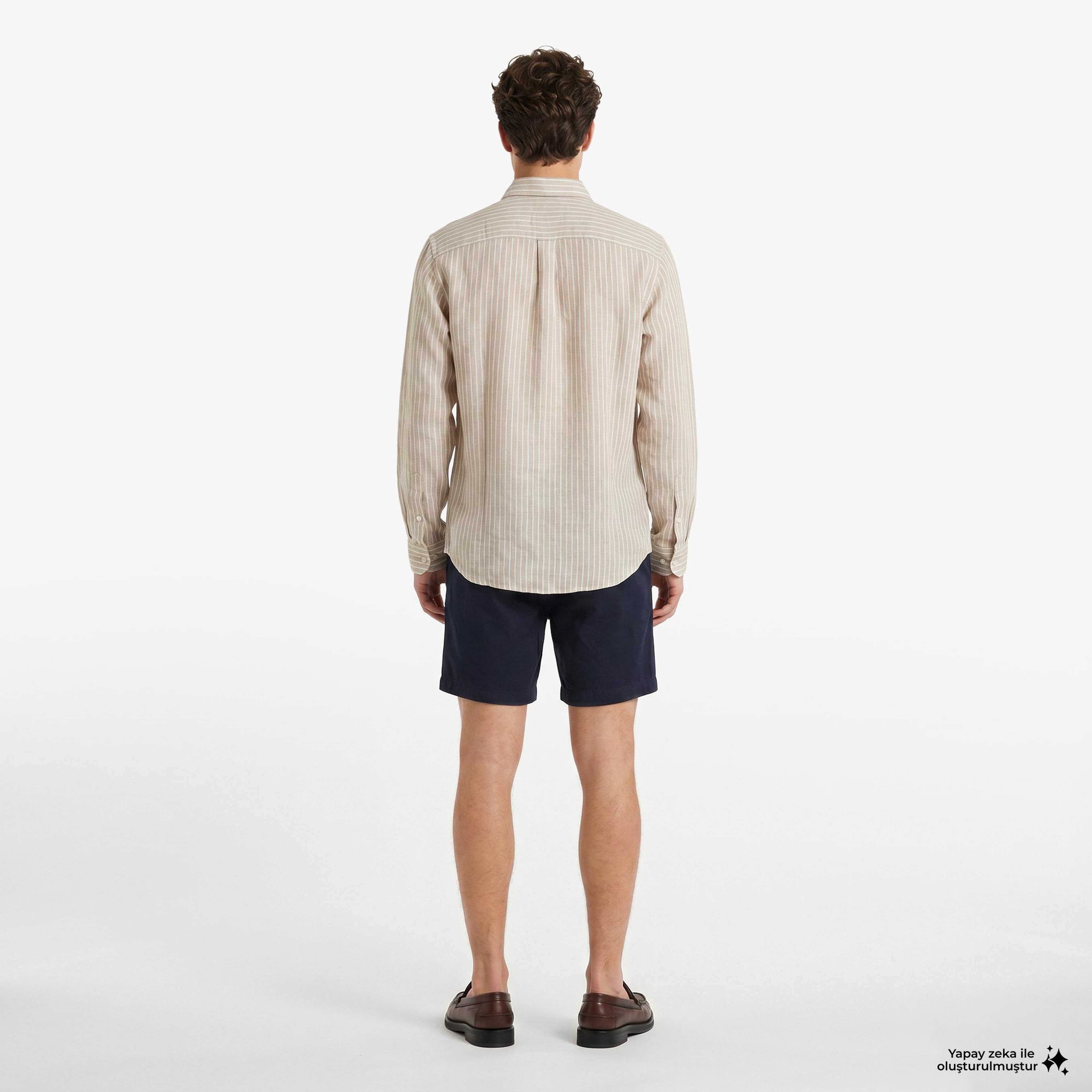 Tommy Hilfiger Seasonal Quality Erkek Kahverengi Keten Gömlek