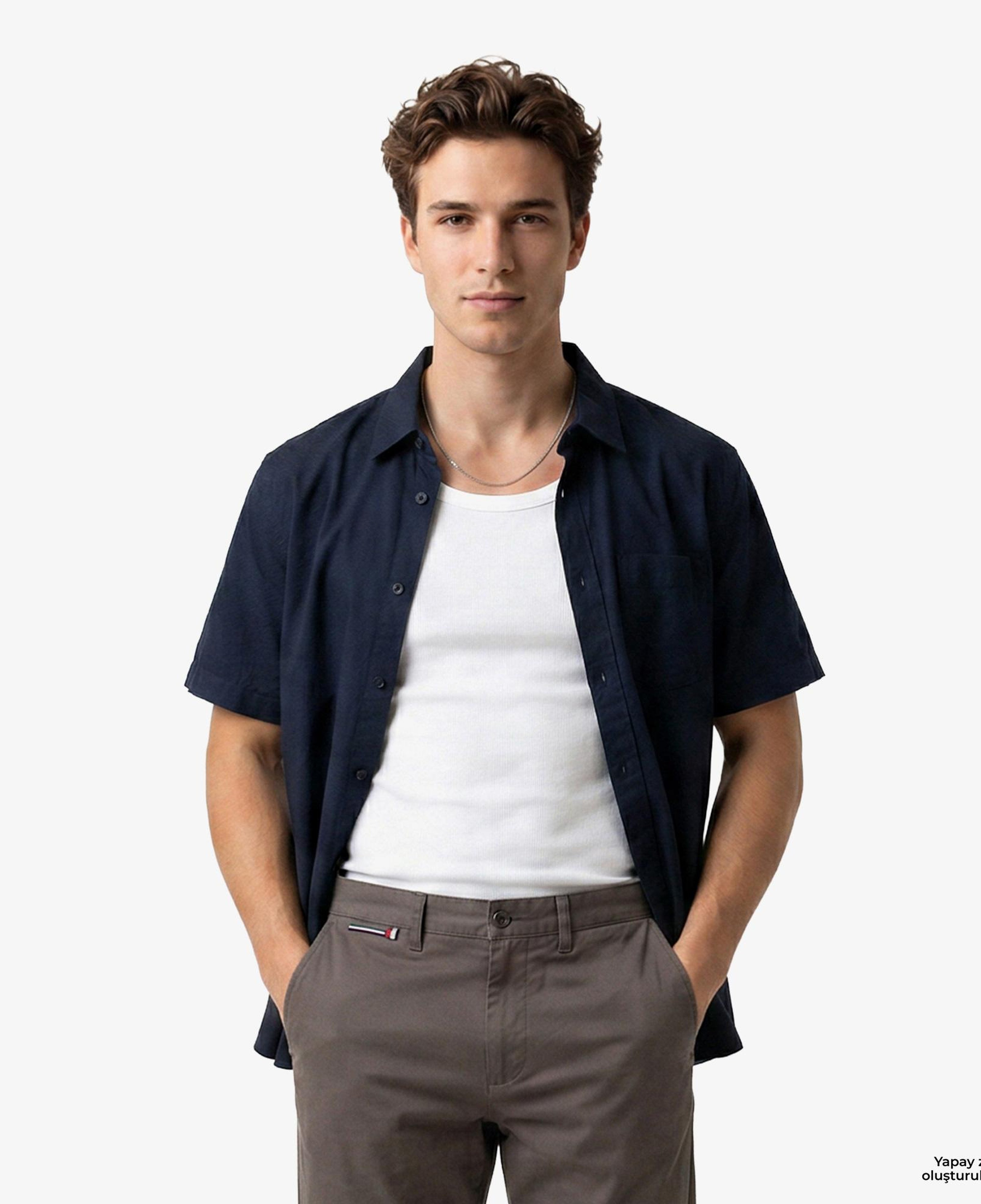 Tommy Hilfiger Textured Erkek Lacivert Gömlek