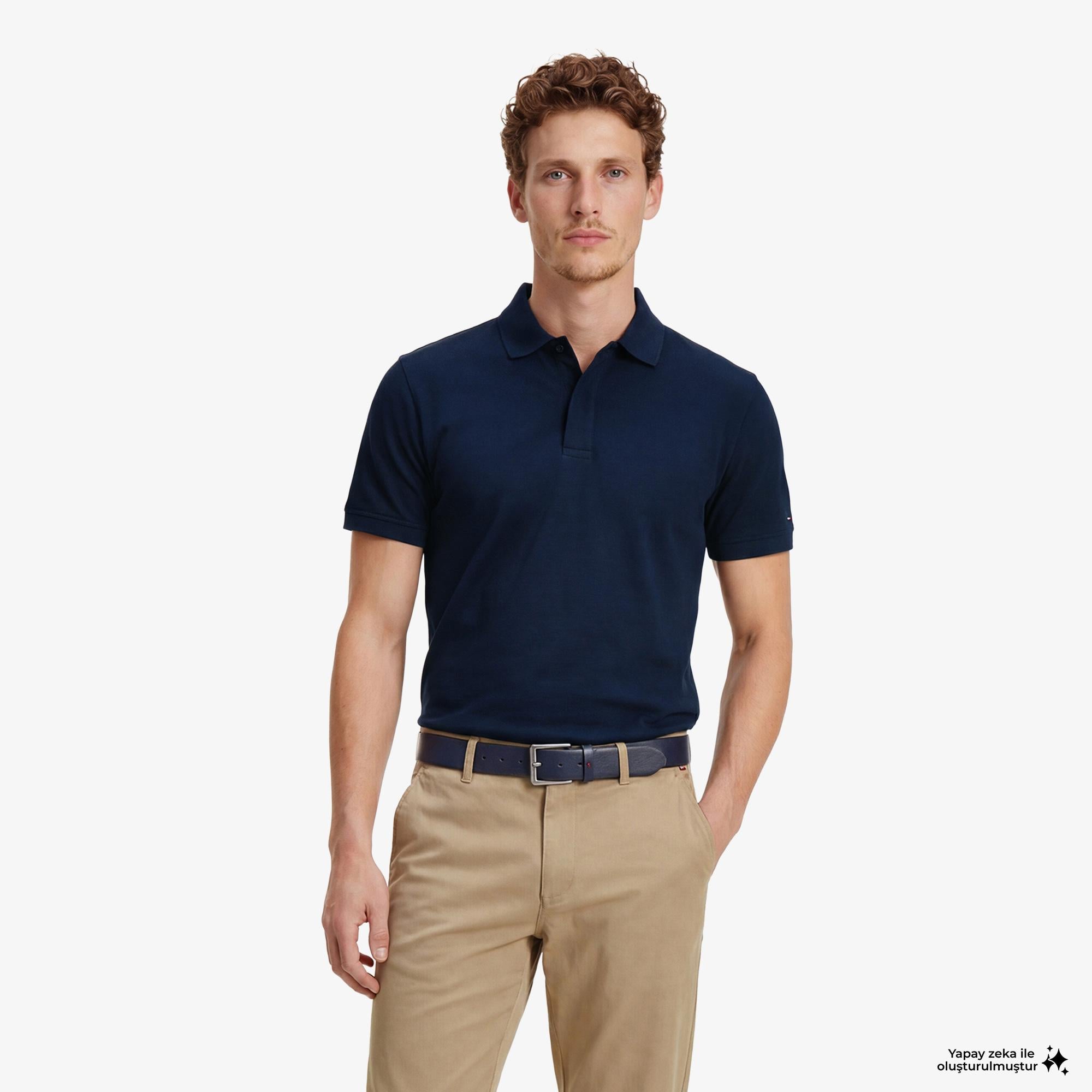 Tommy Hilfiger Elevated Essentials Erkek Lacivert Polo Yaka T-Shirt
