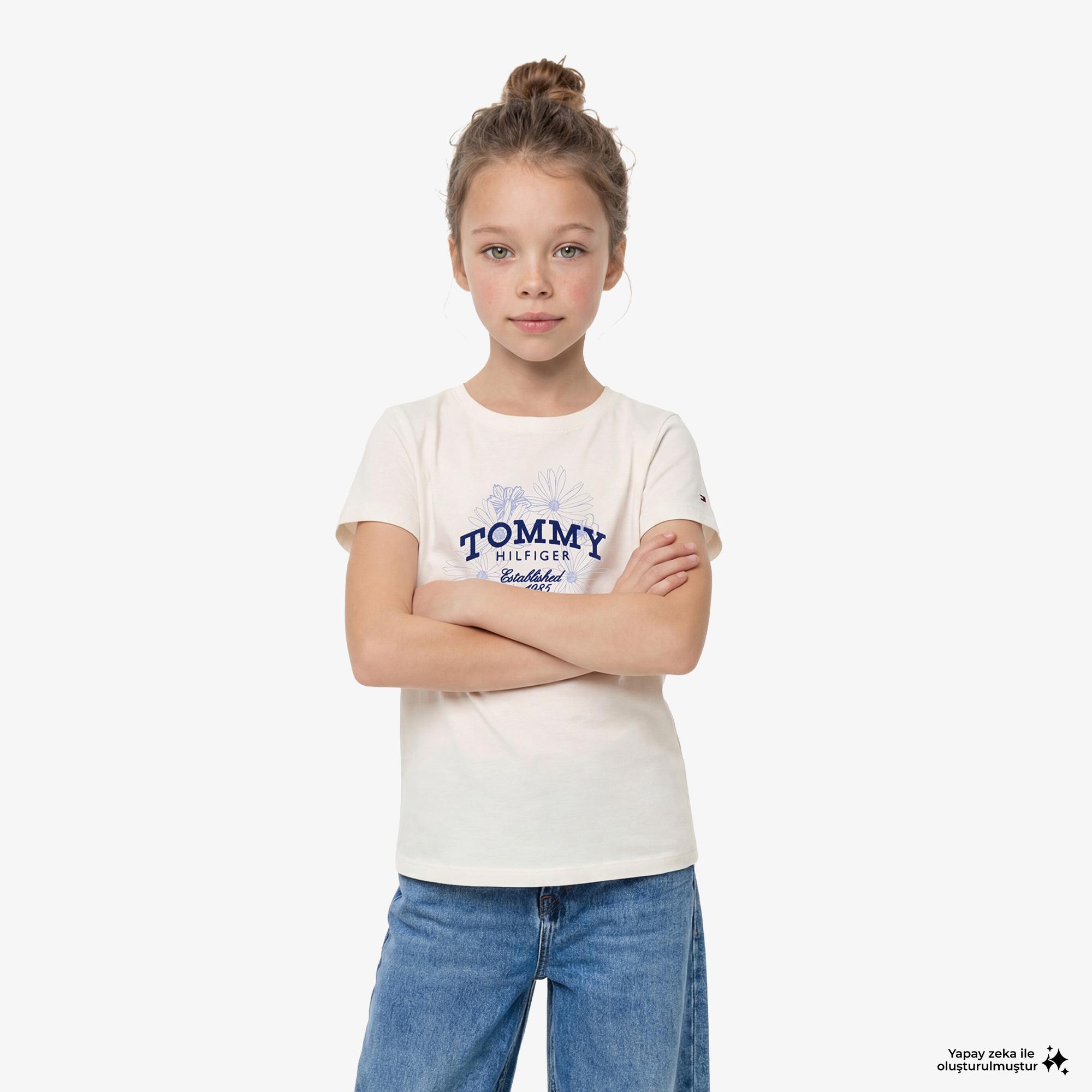 Tommy Hilfiger Flower Çocuk Beyaz T-Shirt