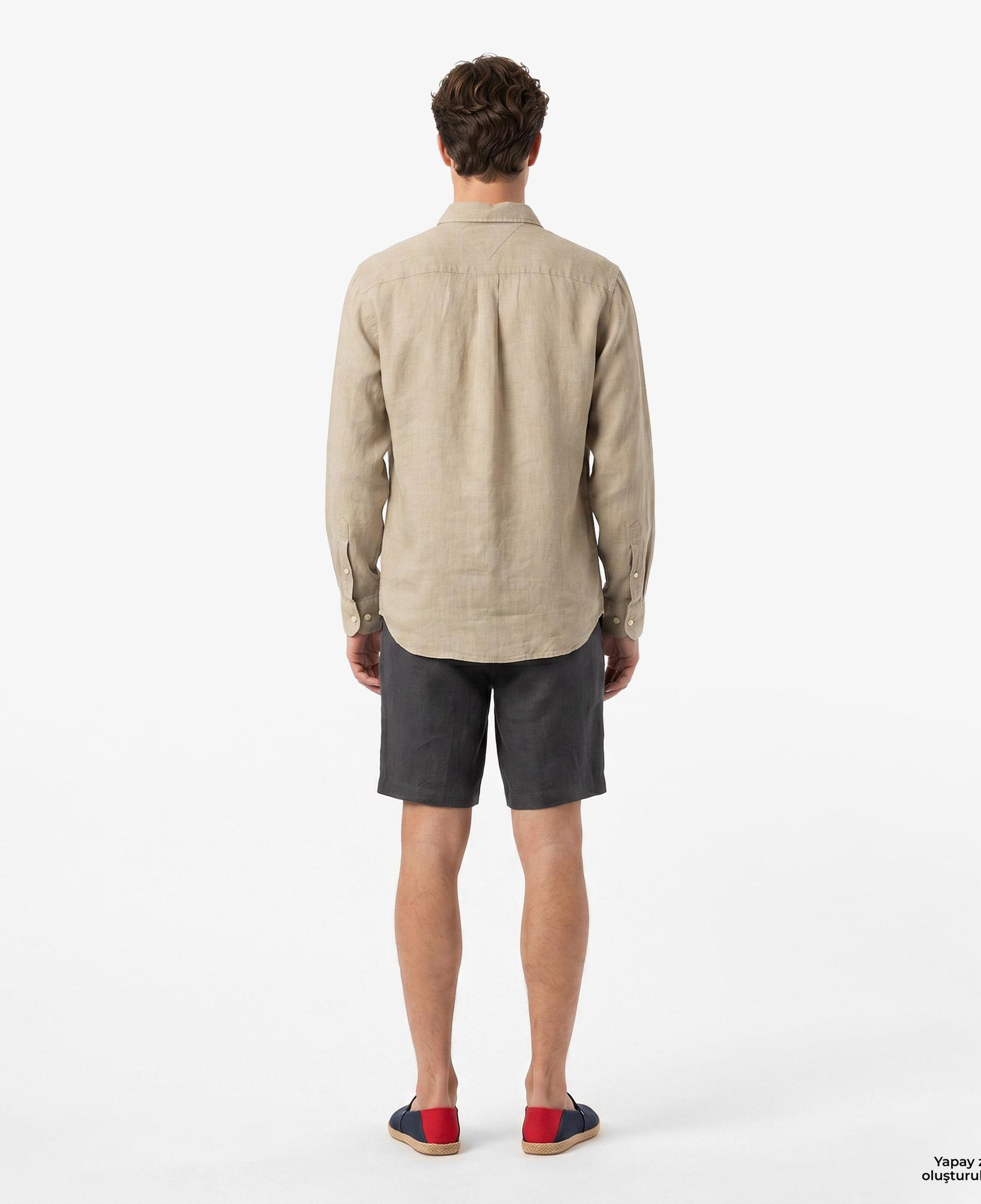 Tommy Hilfiger Seasonal Quality Erkek Haki Keten Gömlek