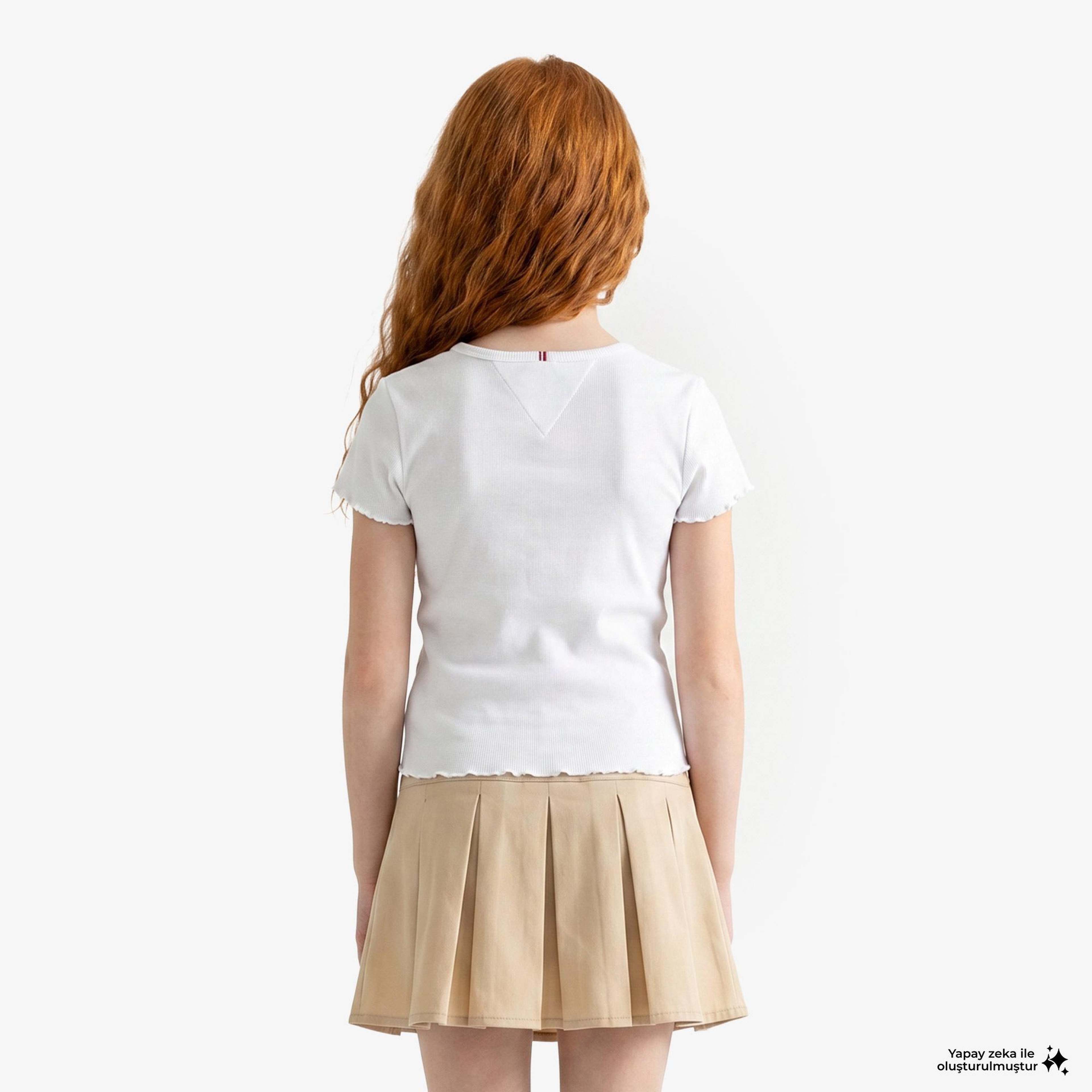 Tommy Hilfiger Star Çocuk Beyaz Crop T-Shirt