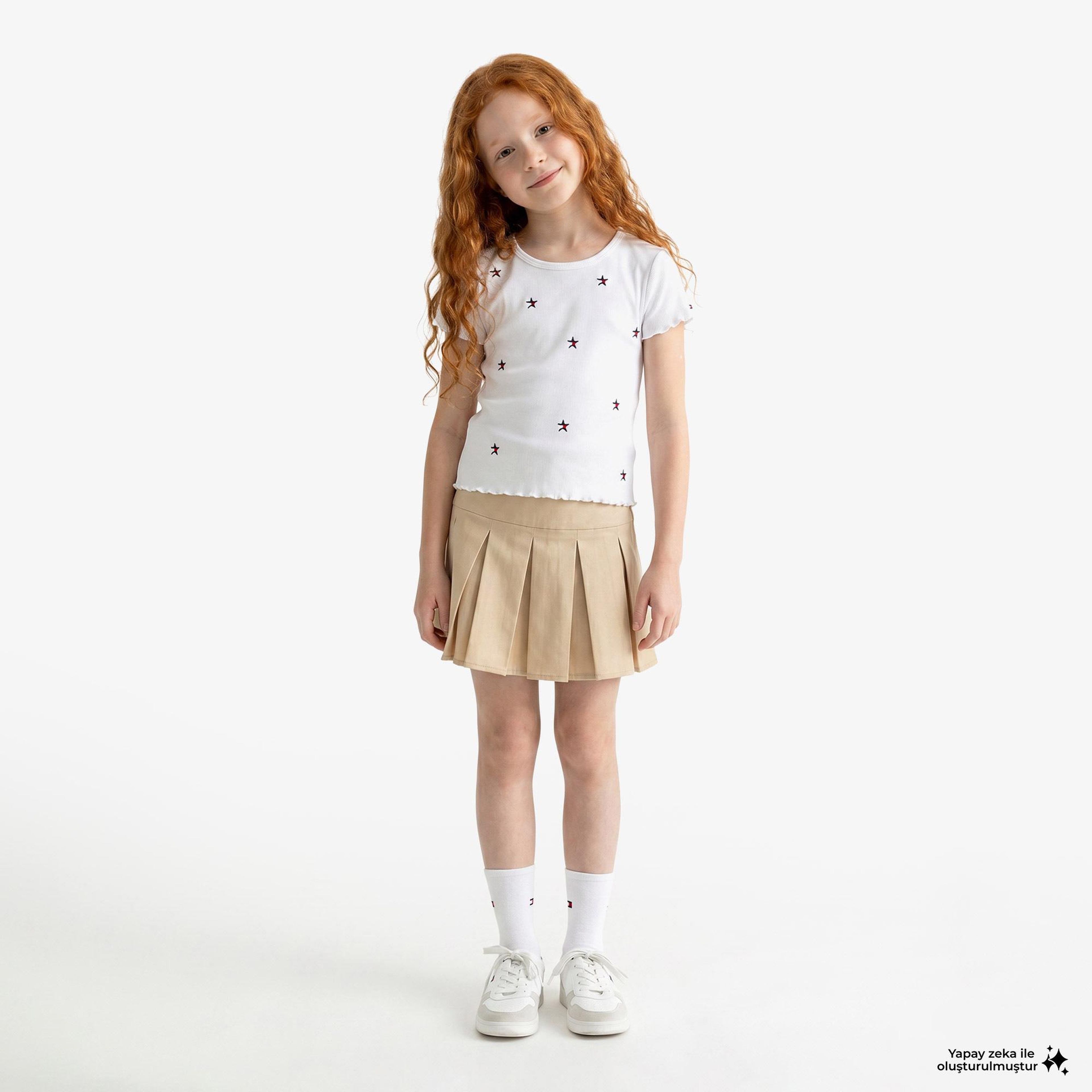 Tommy Hilfiger Star Çocuk Beyaz Crop T-Shirt