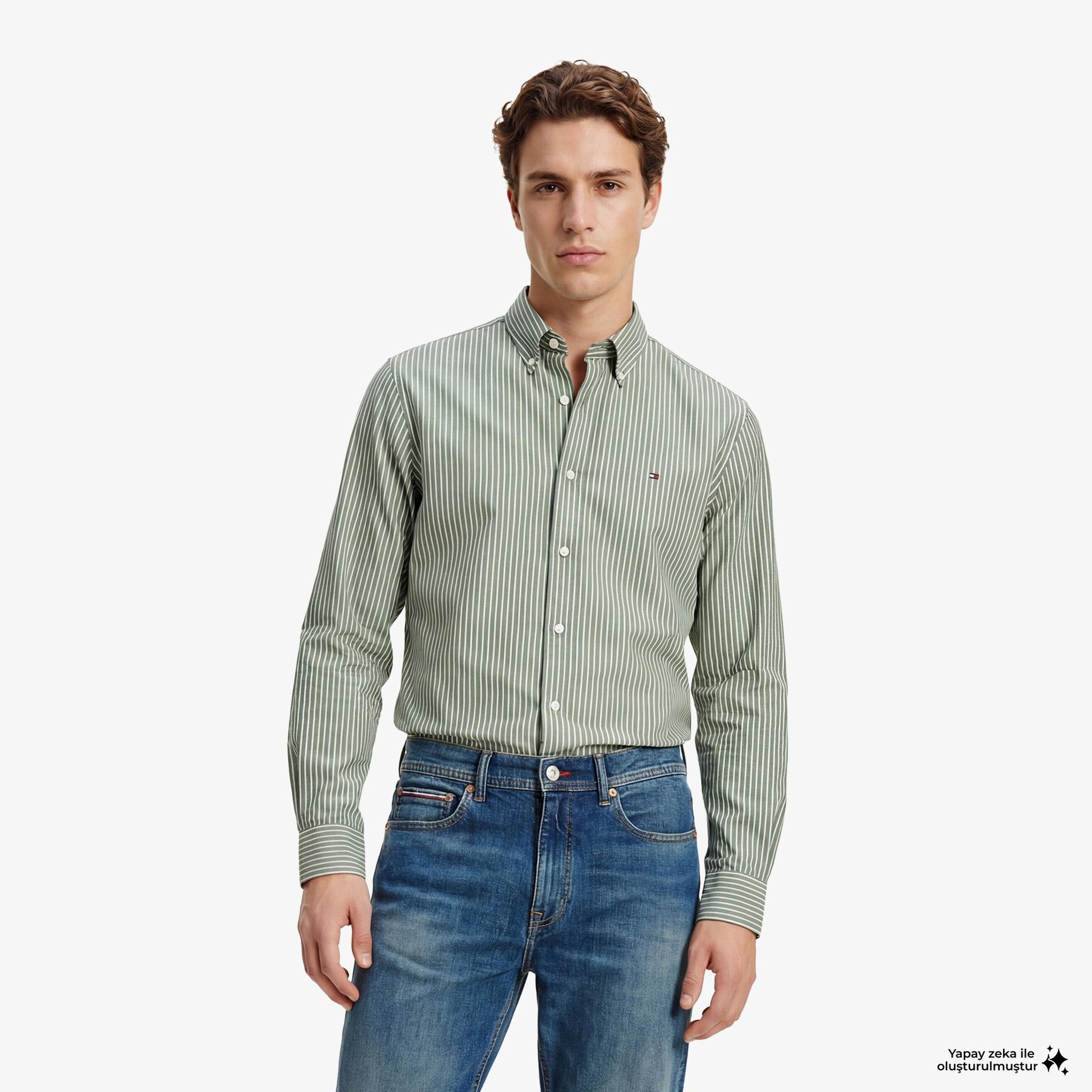 Tommy Hilfiger Core Essentials Erkek Yeşil Gömlek