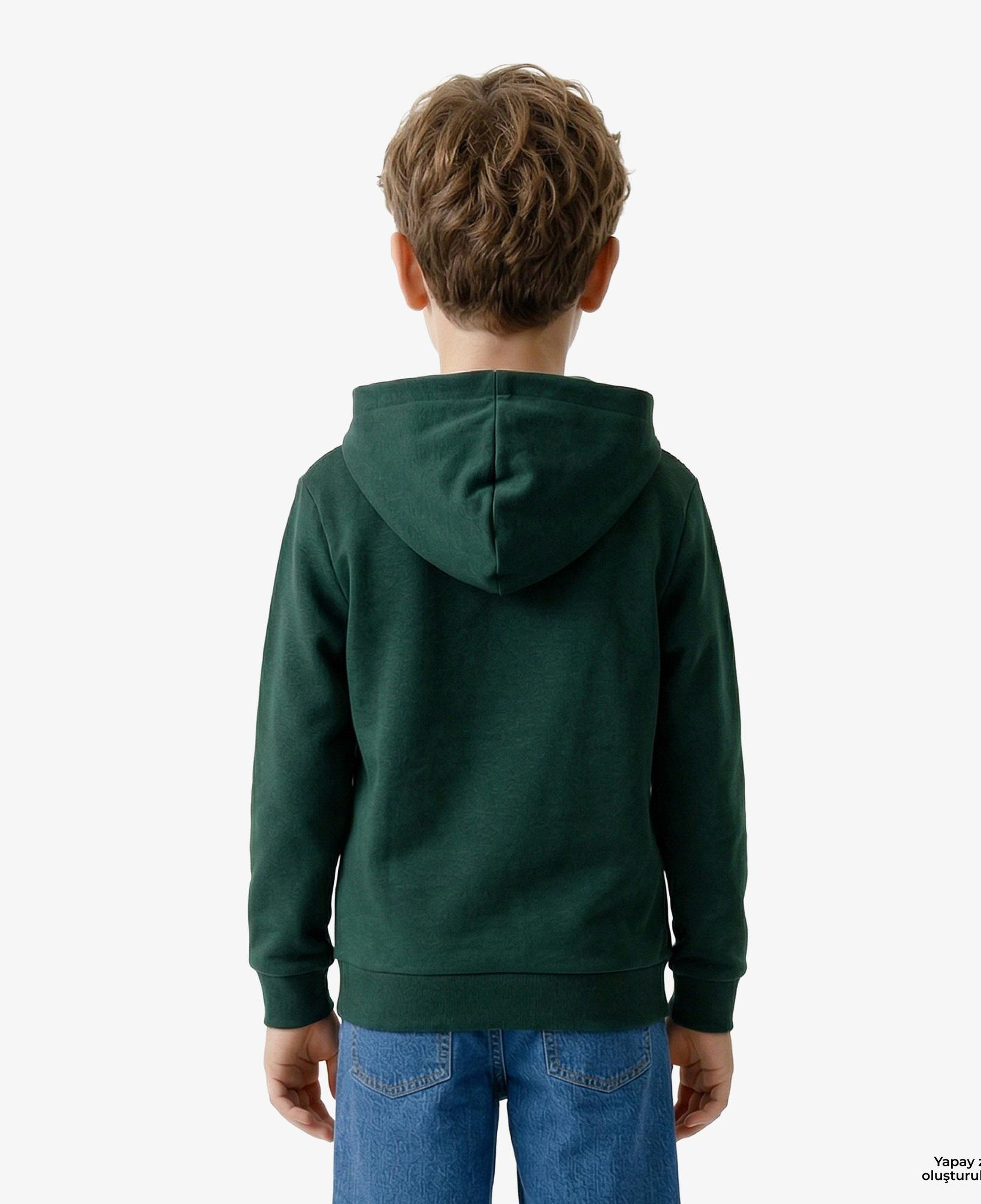 Lacoste Çocuk Kapüşonlu Baskılı Yeşil Sweatshirt