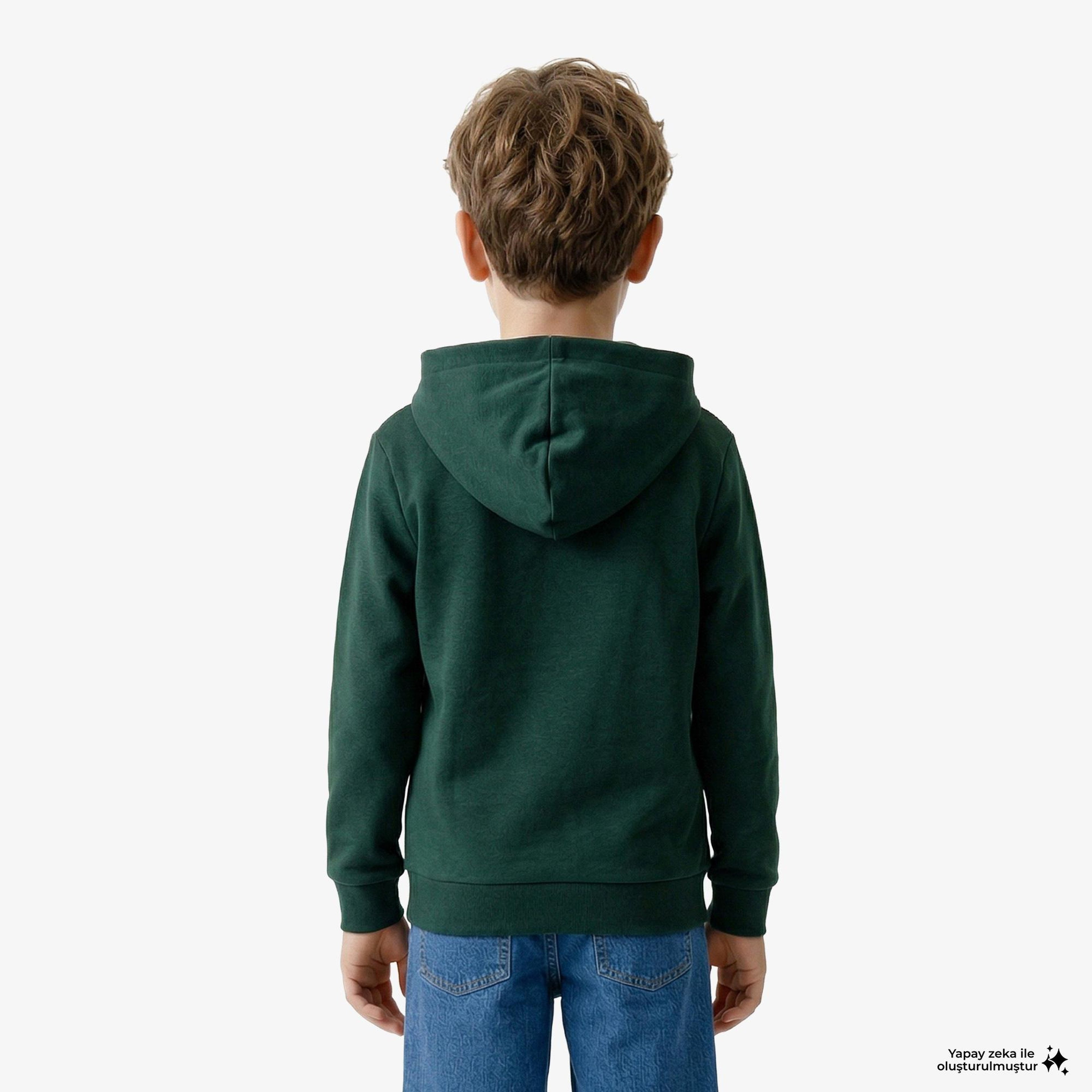 Lacoste Çocuk Kapüşonlu Baskılı Yeşil Sweatshirt