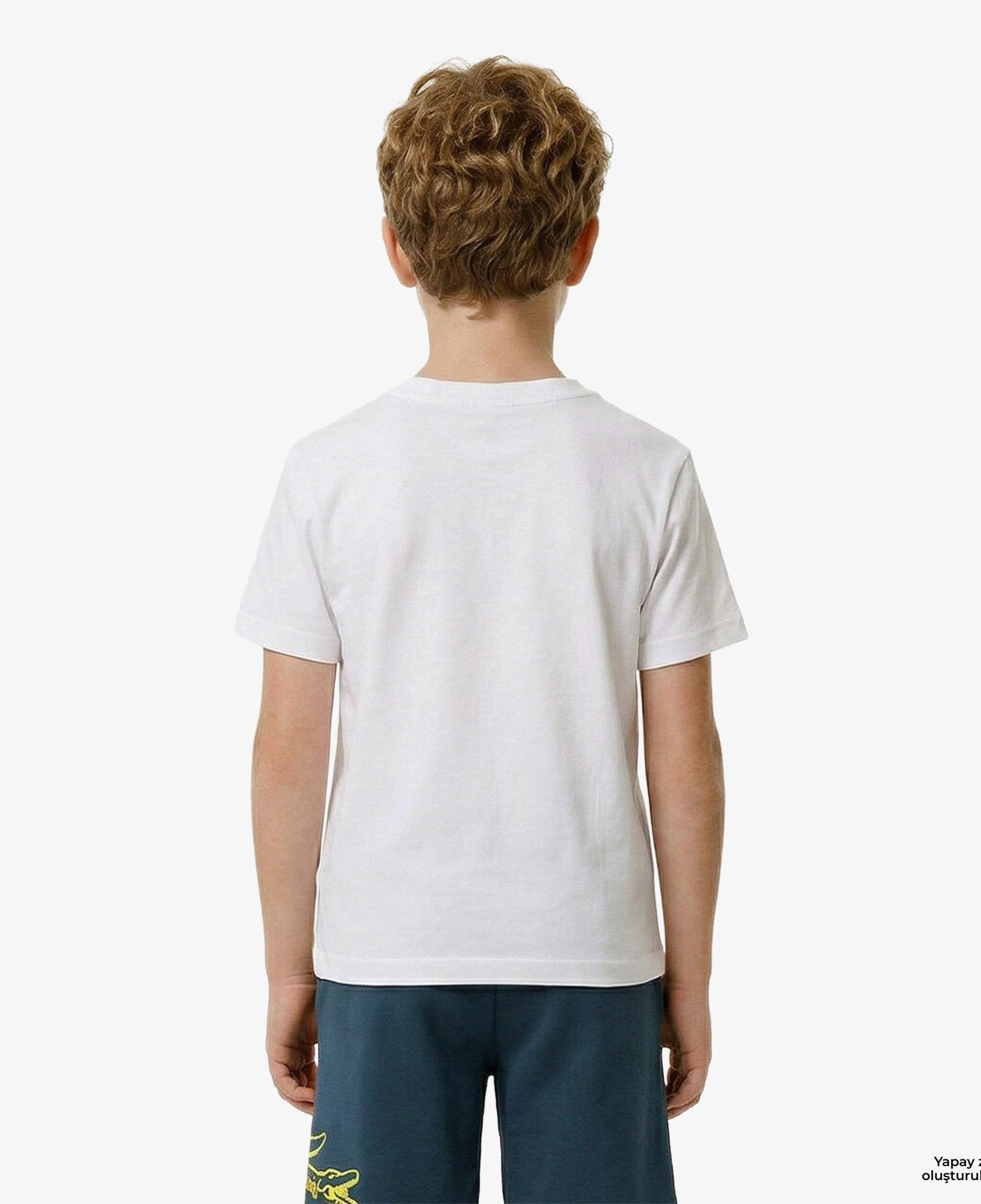 Lacoste Çocuk Bisiklet Yaka Baskılı Beyaz T-Shirt