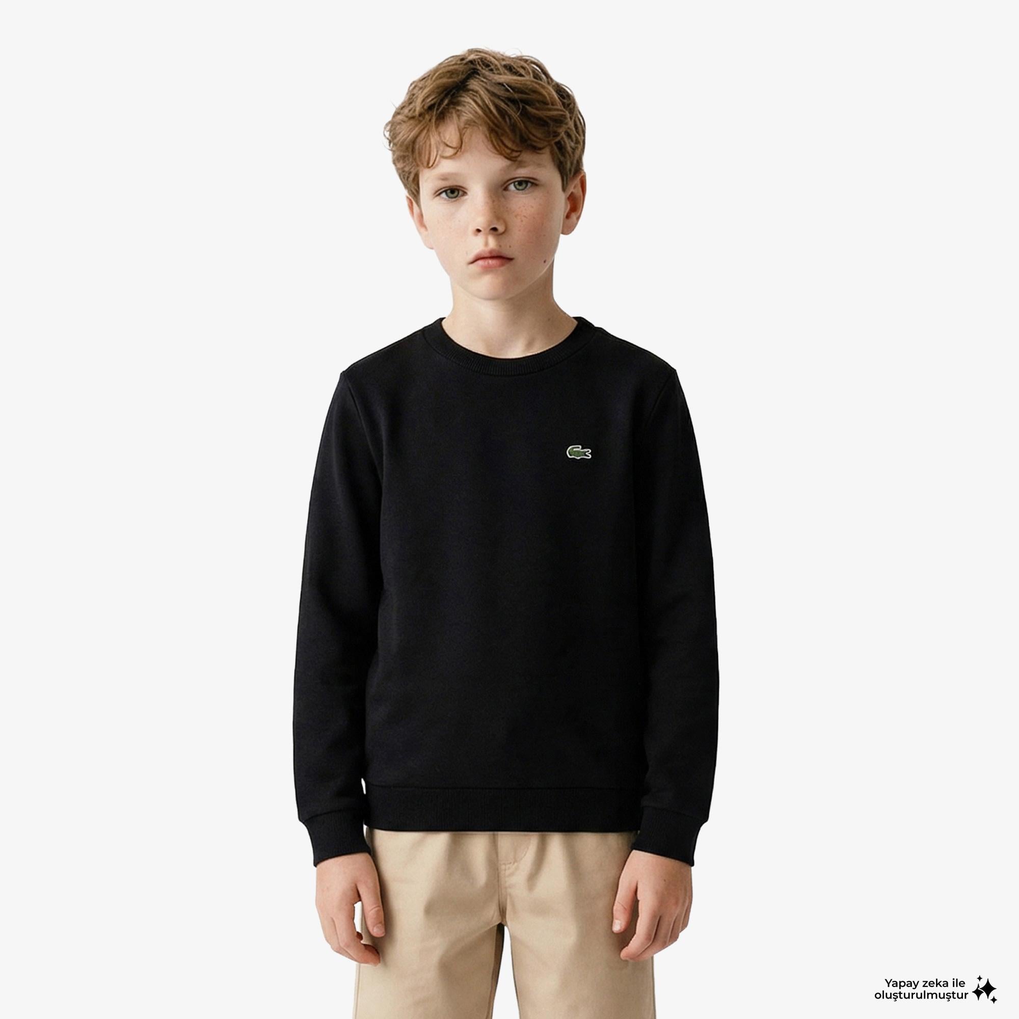Çocuk Bisiklet Yaka Siyah Sweatshirt