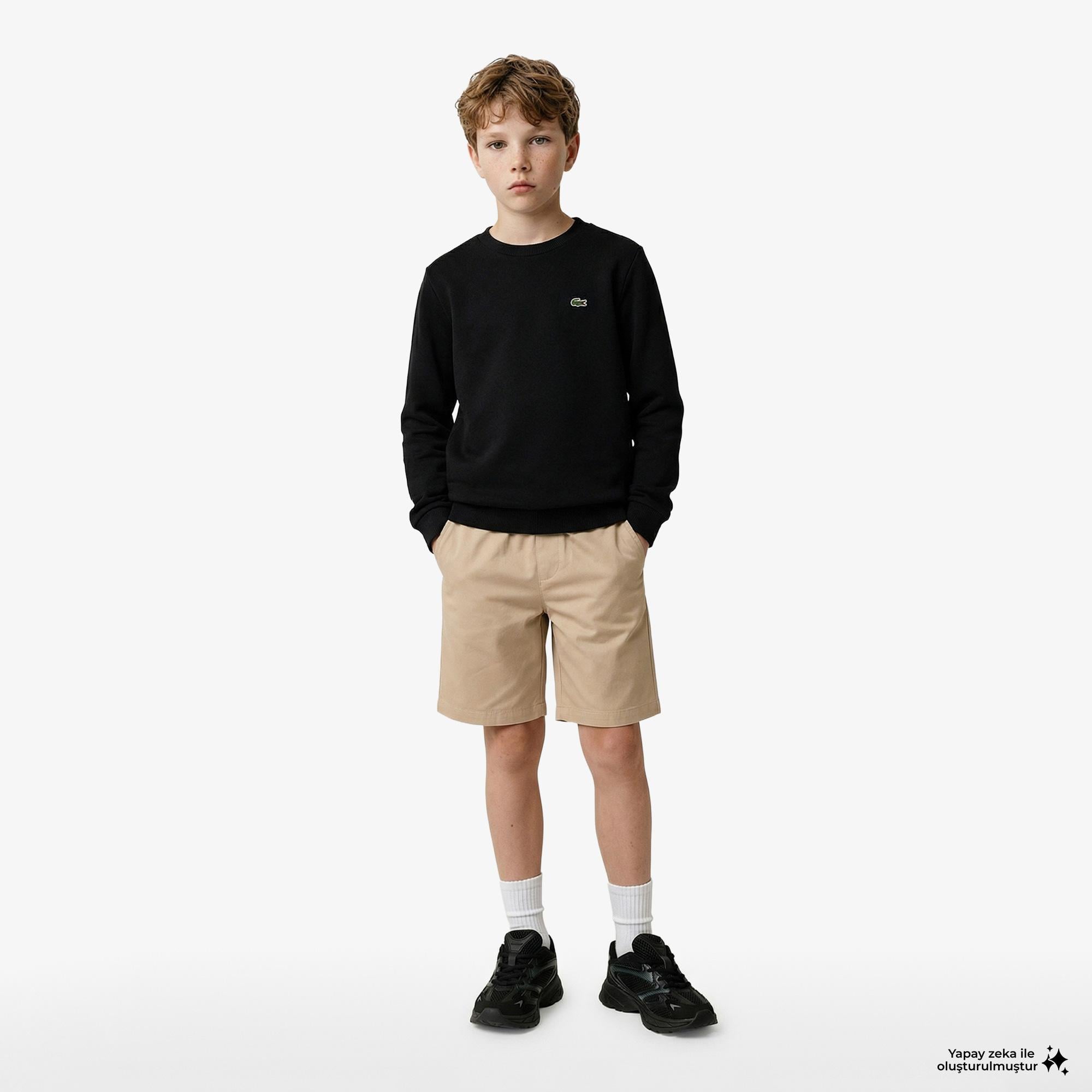 Çocuk Bisiklet Yaka Siyah Sweatshirt