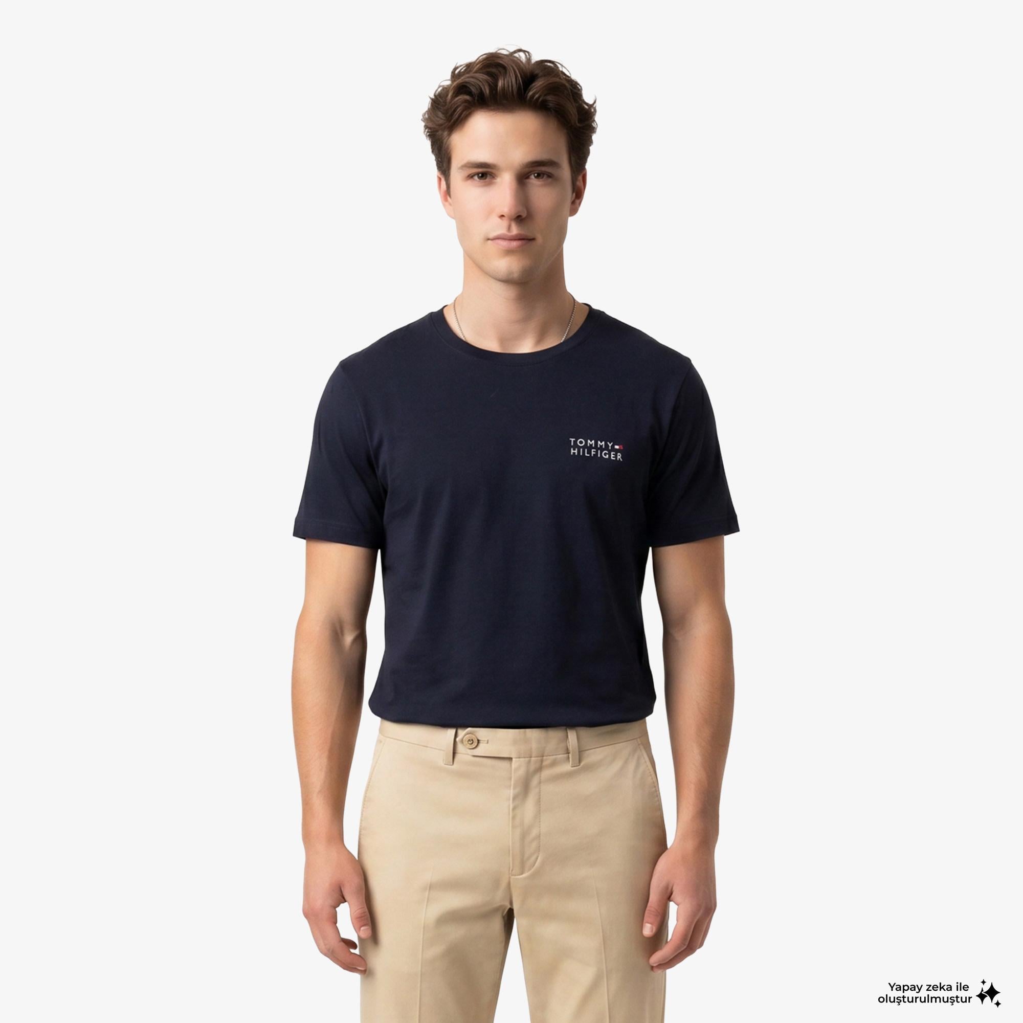 Tommy Hilfiger Brand Love Erkek Lacivert T-Shirt