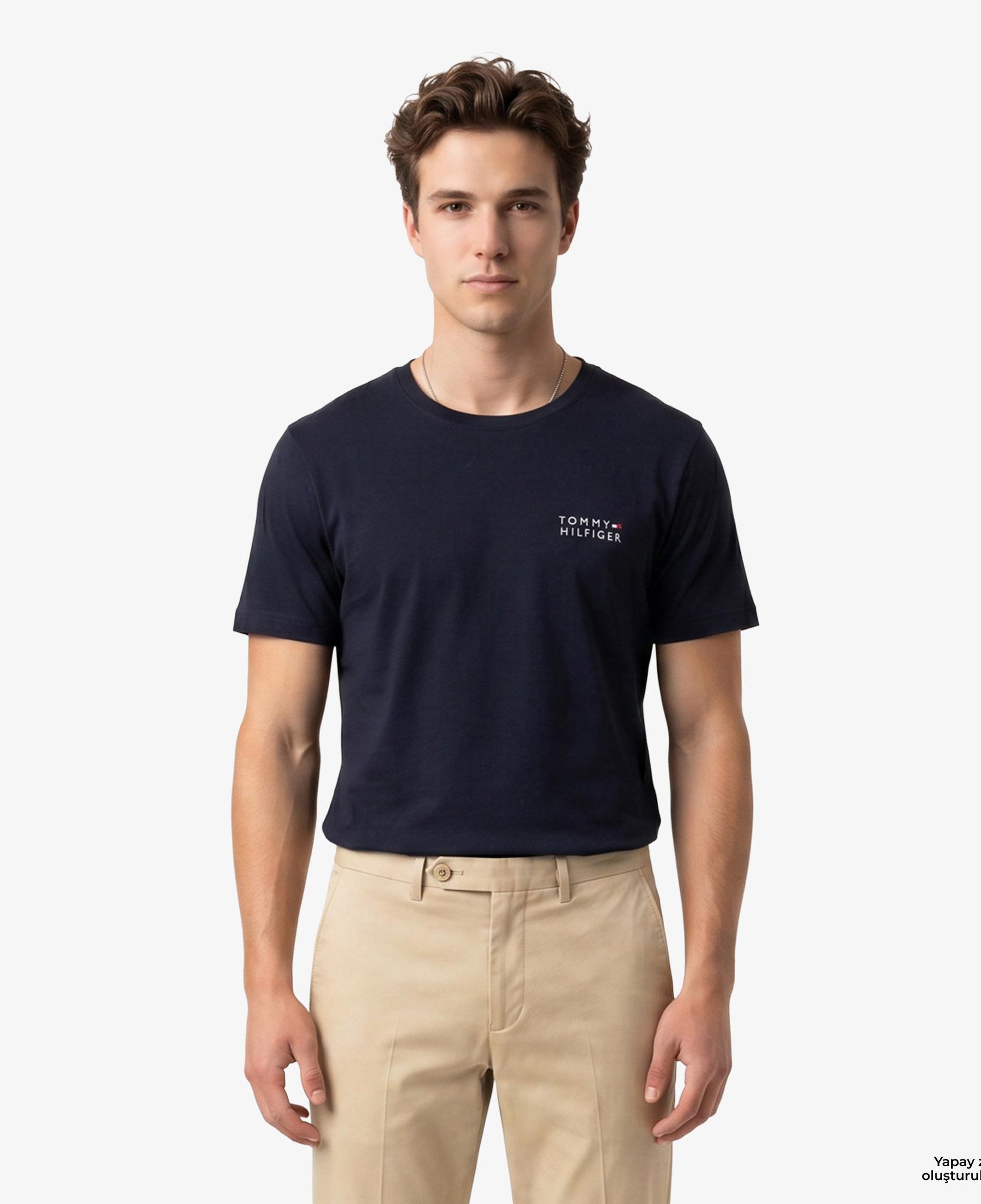 Tommy Hilfiger Brand Love Erkek Lacivert T-Shirt