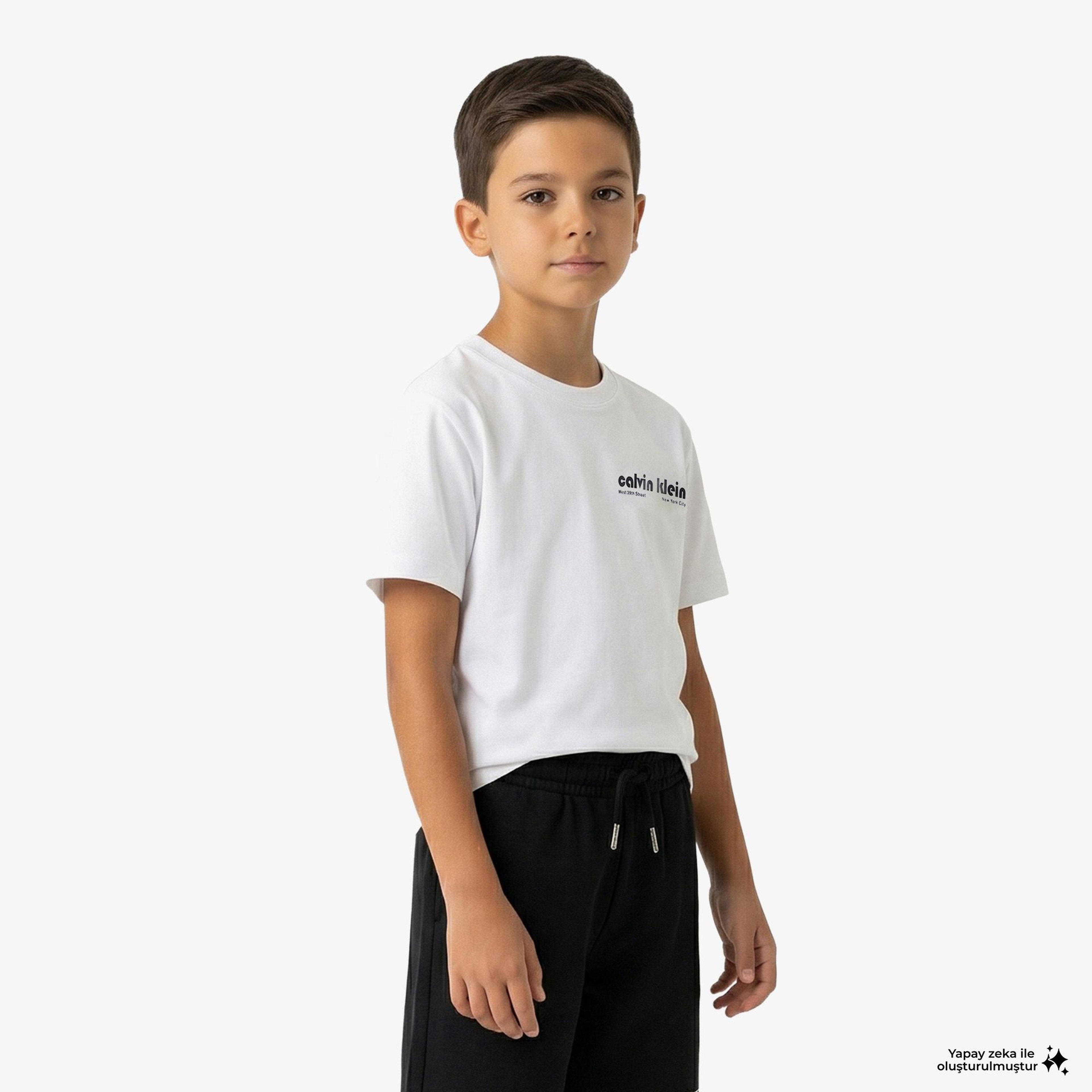 Calvin Klein Backprint Relaxed Çocuk Beyaz T-Shirt