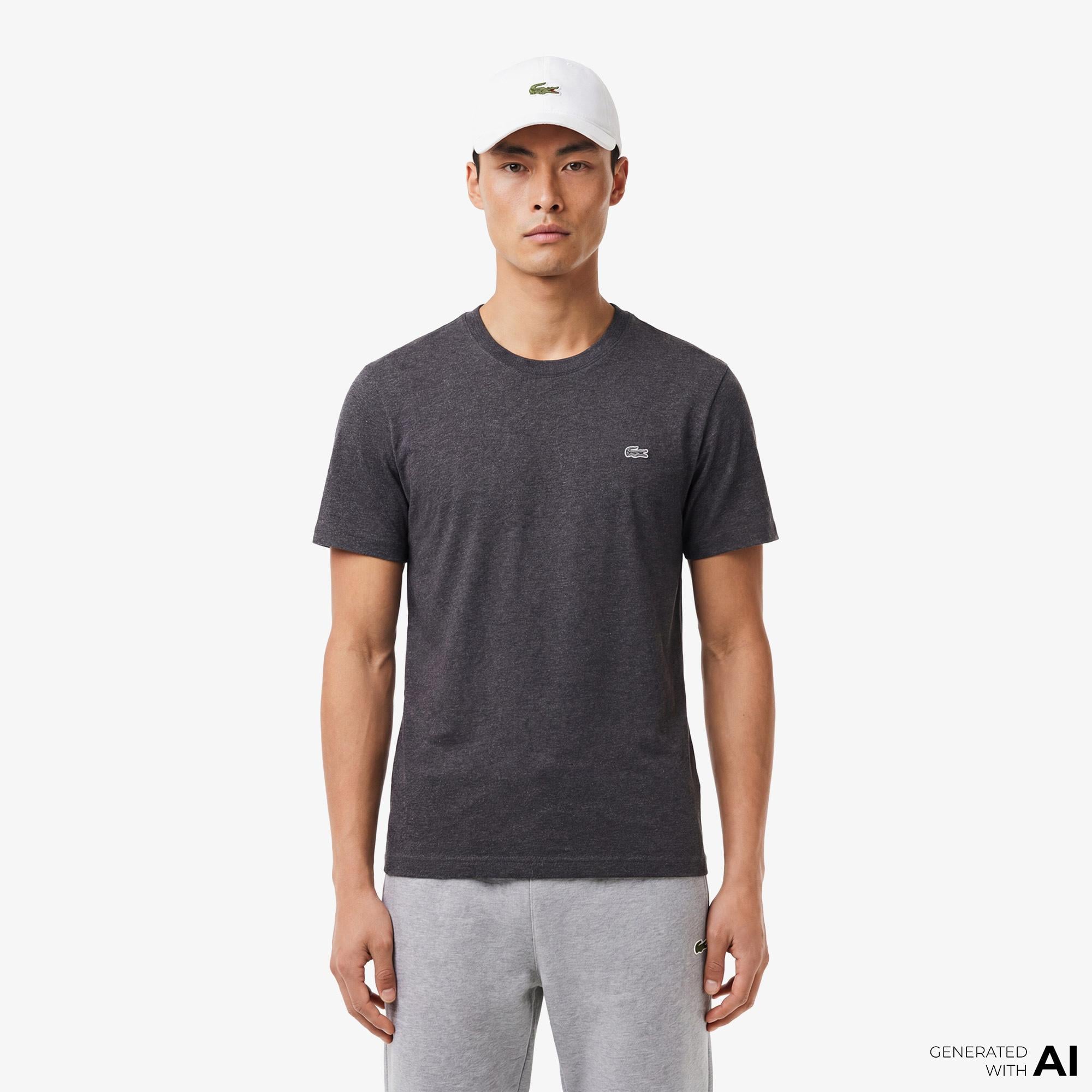 Erkek Regular Fit Bisiklet Yaka Koyu Gri T-Shirt