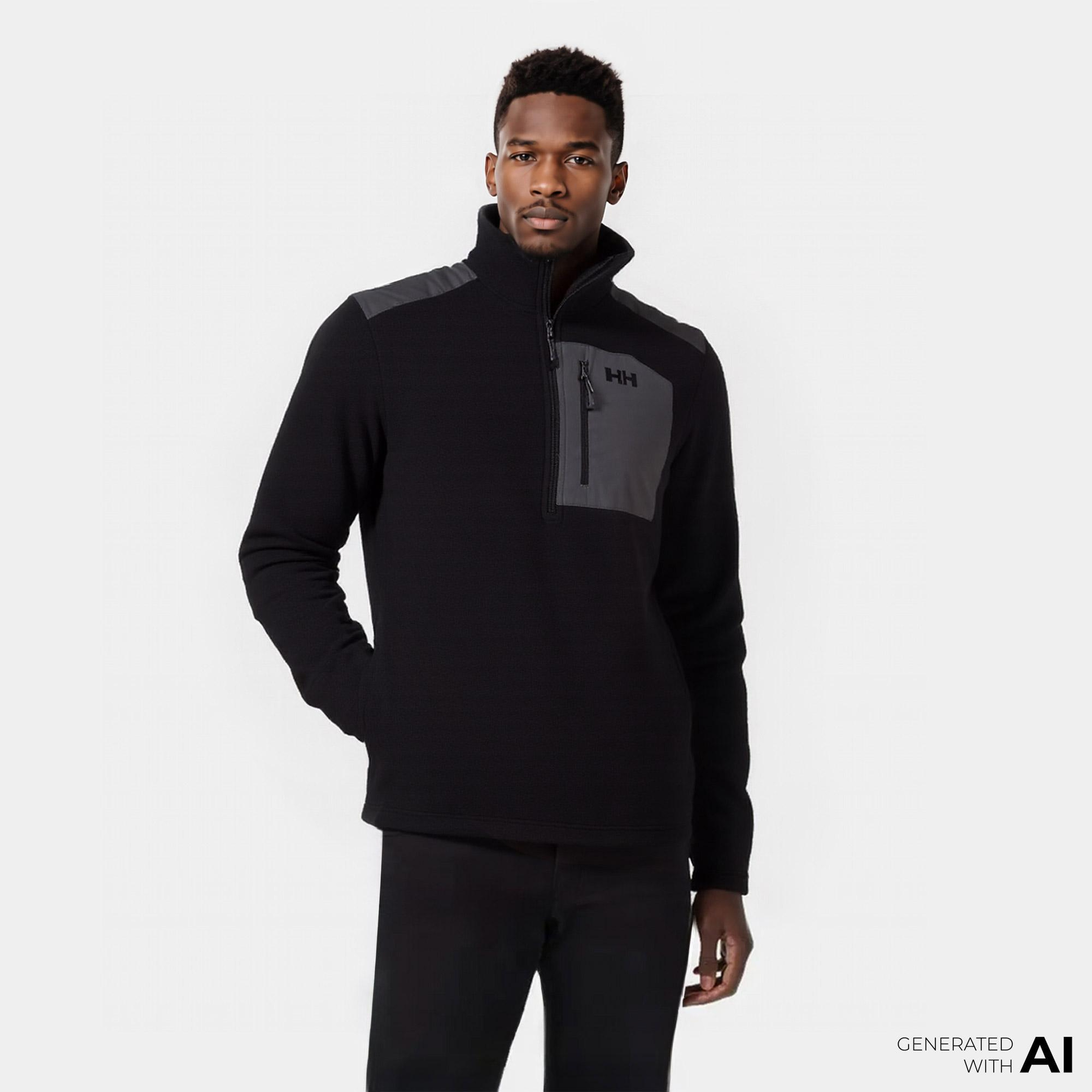 Helly Hansen Block Halfzip Erkek Siyah Yarım Fermuarlı Polar