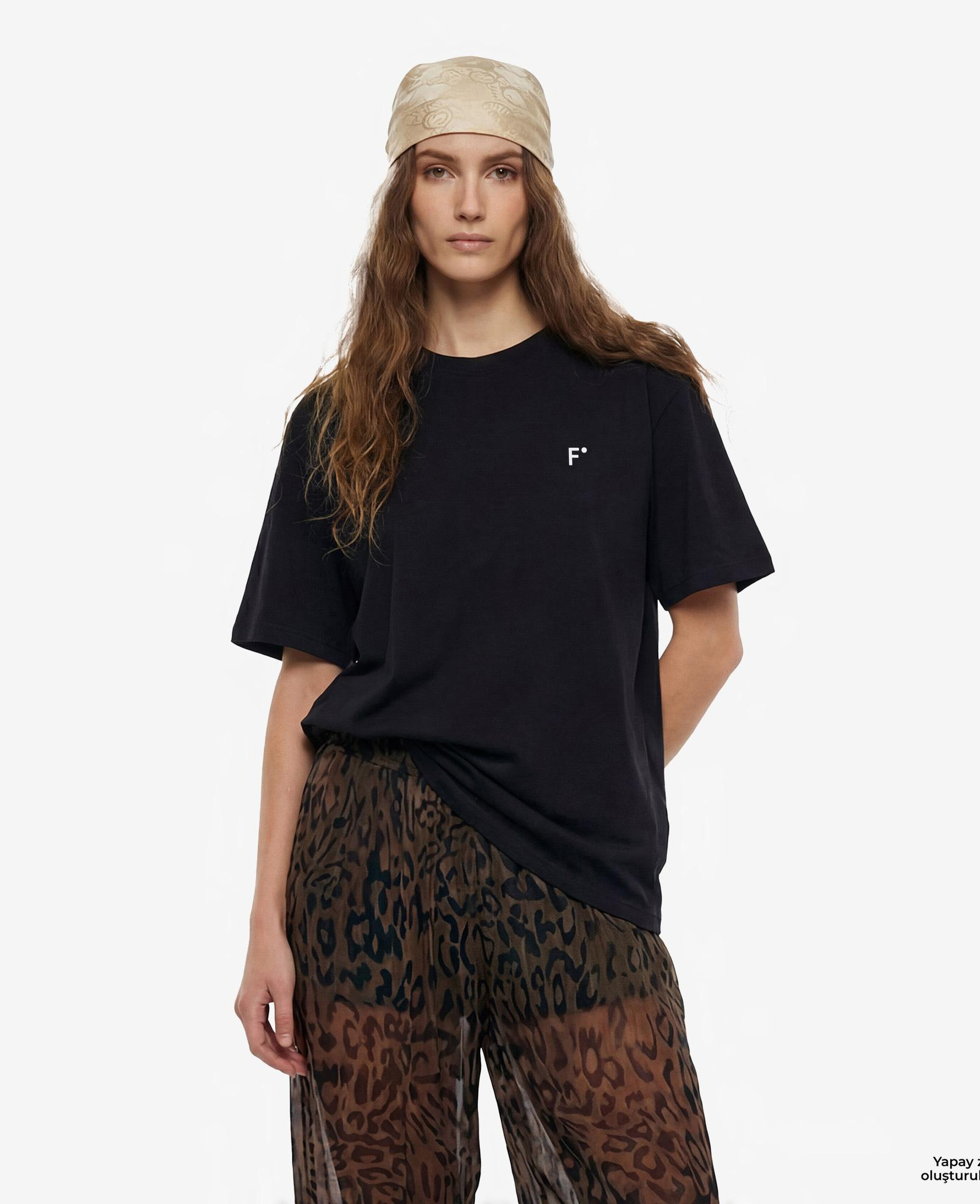 FashFed F İkonlu Unisex Siyah T-Shirt