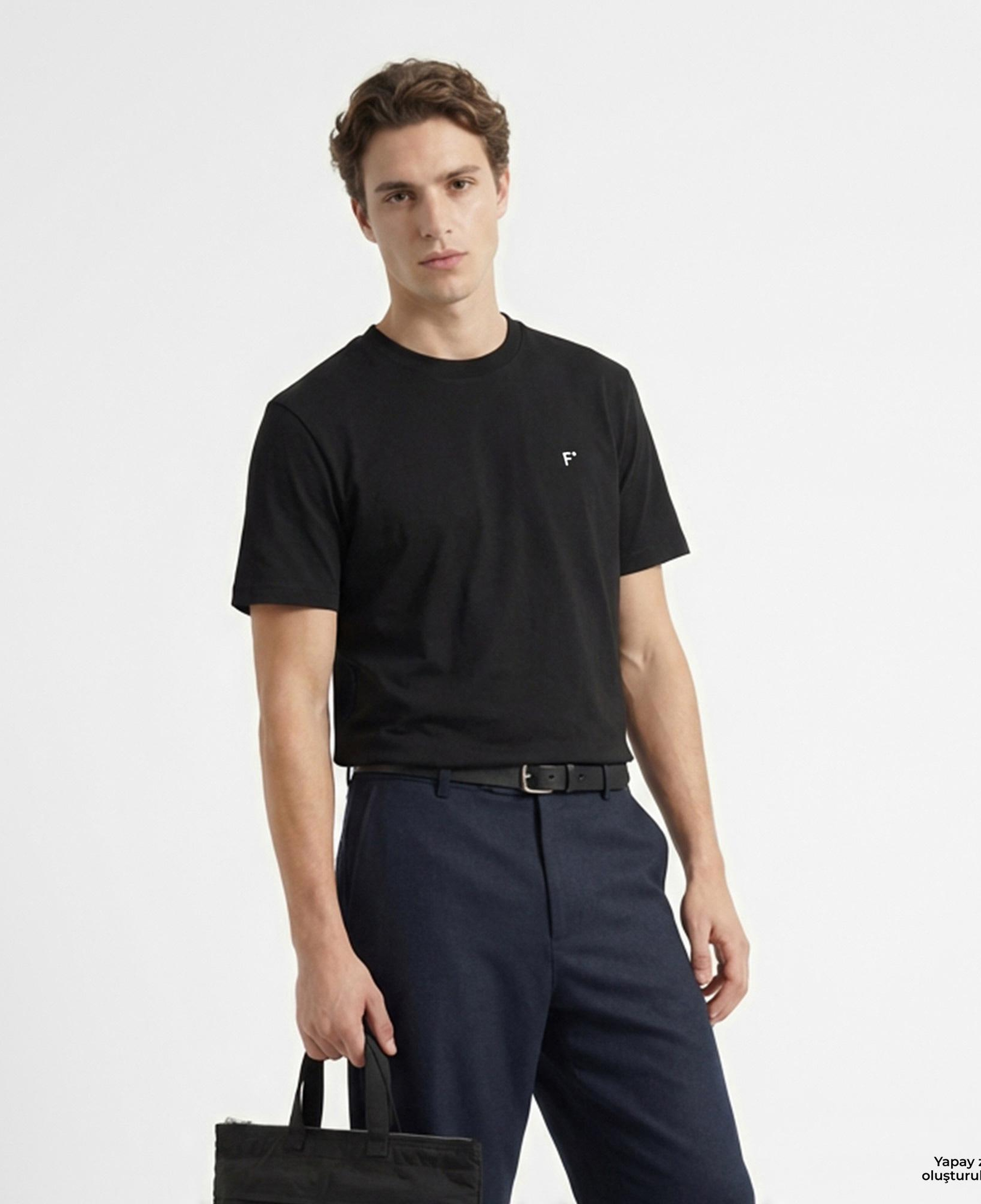 FashFed F İkonlu Unisex Siyah T-Shirt