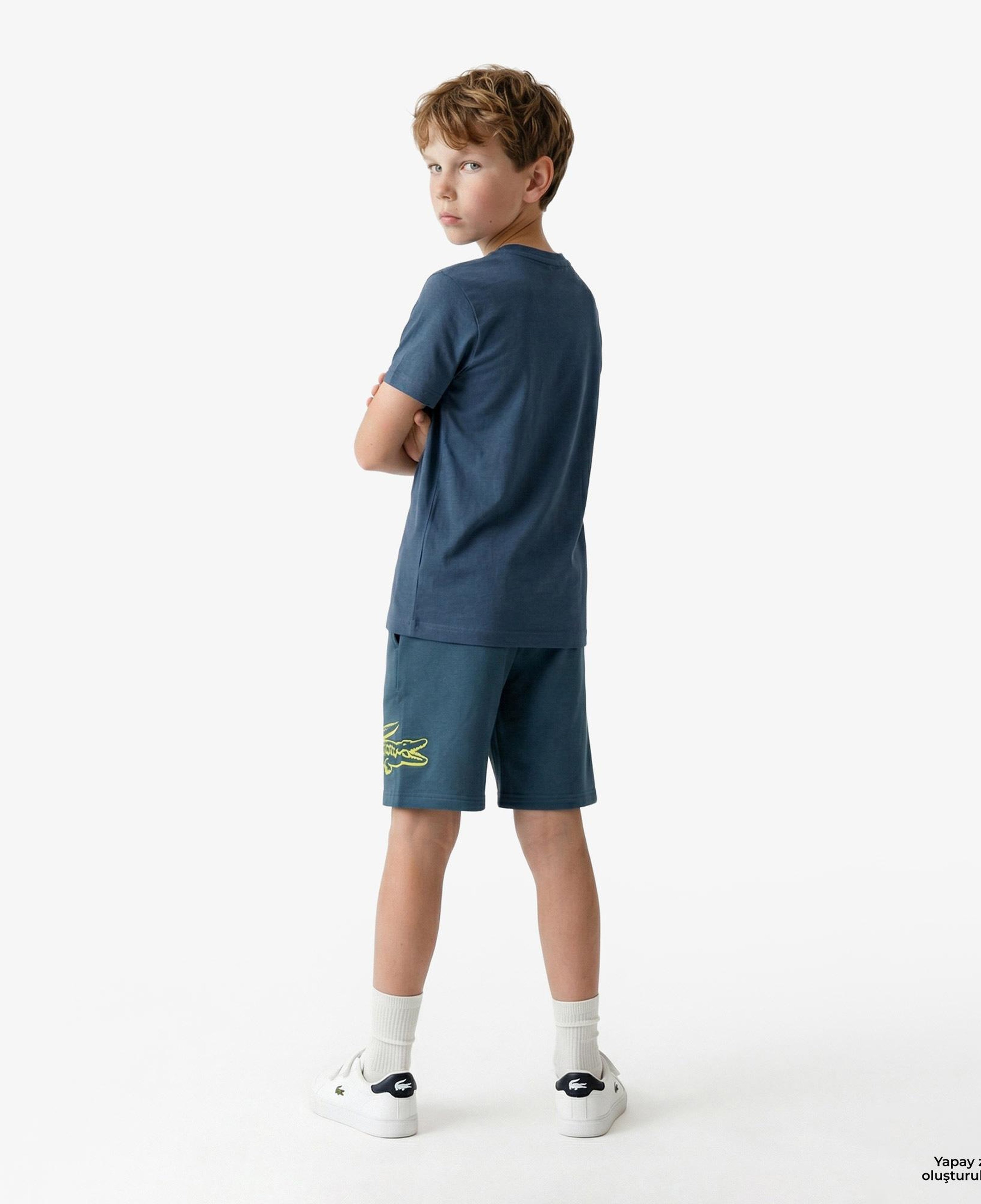 Çocuk Bisiklet Yaka Baskılı Lacivert T-Shirt