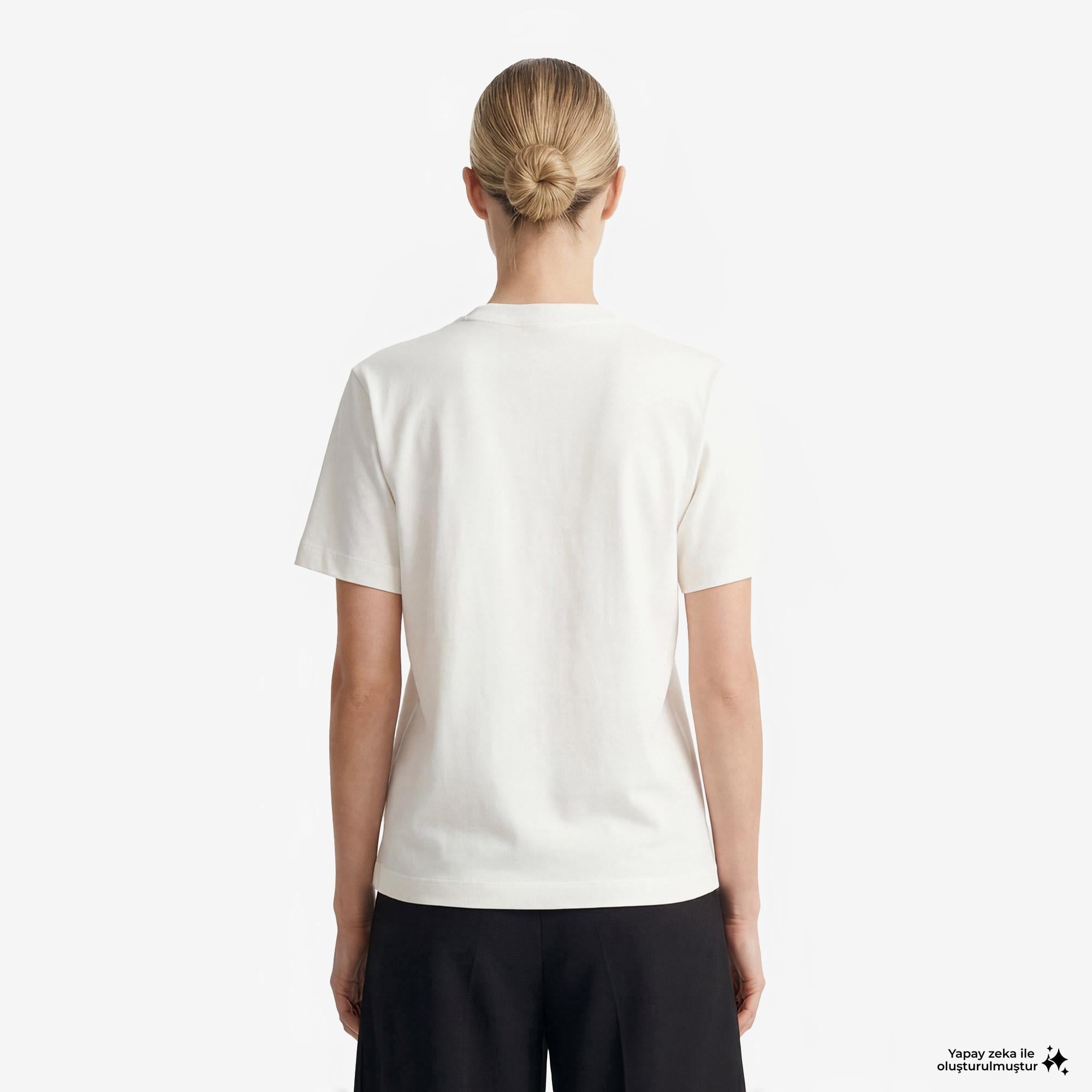 FashFed F İkonlu Unisex Krem Rengi T-Shirt