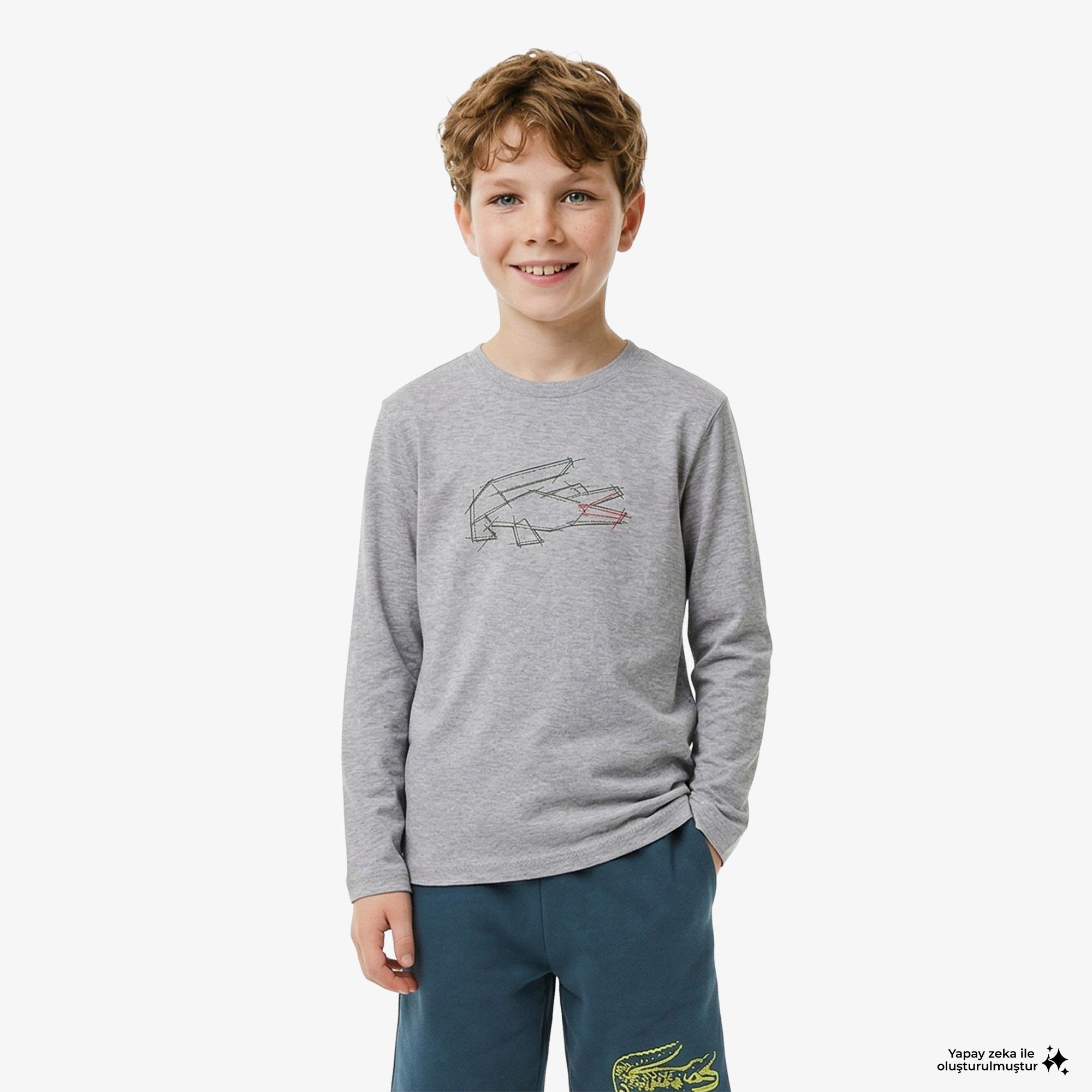 Erkek Çocuk Baskılı Gri T-Shirt