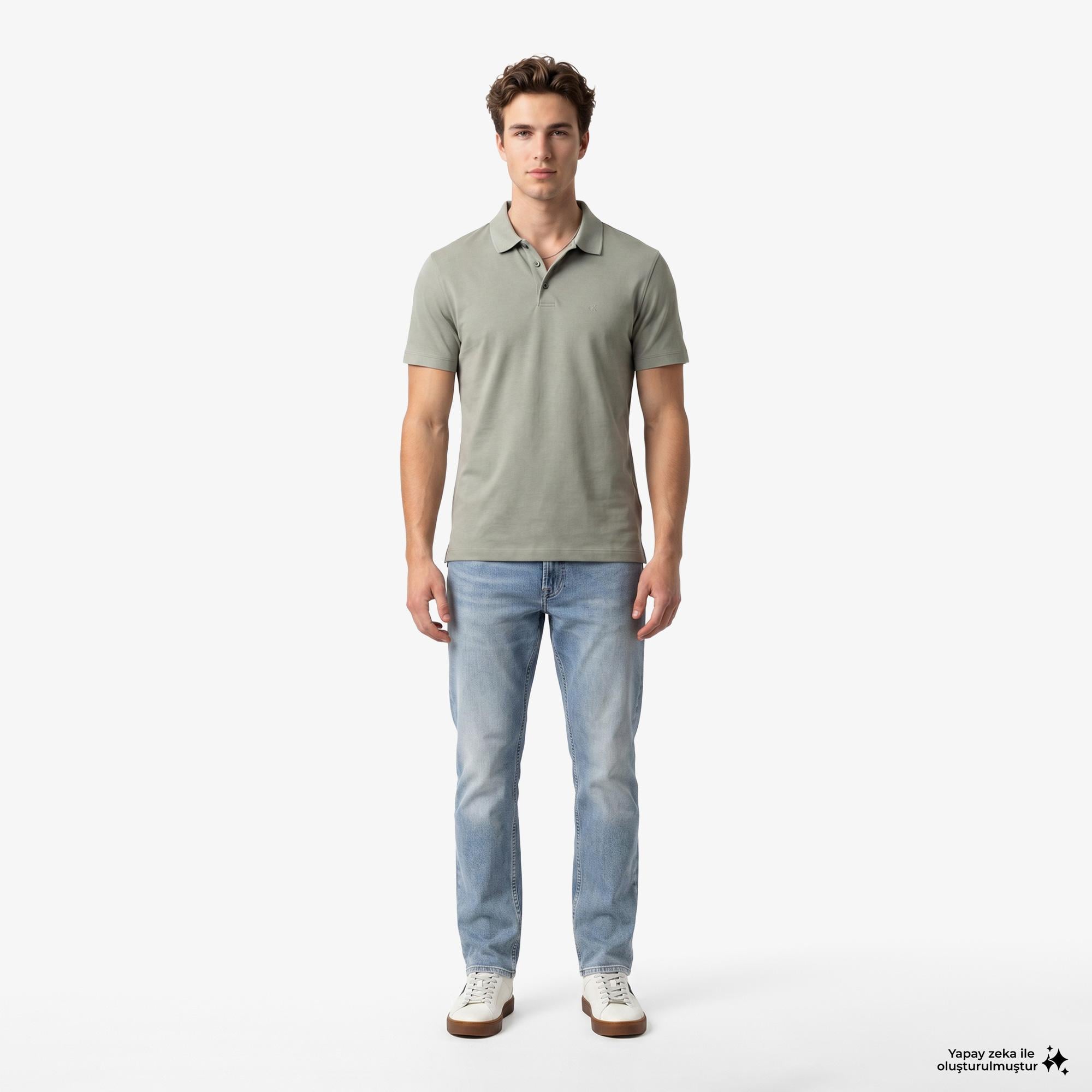 Calvin Klein Supima Chest Emb Erkek Bej Polo