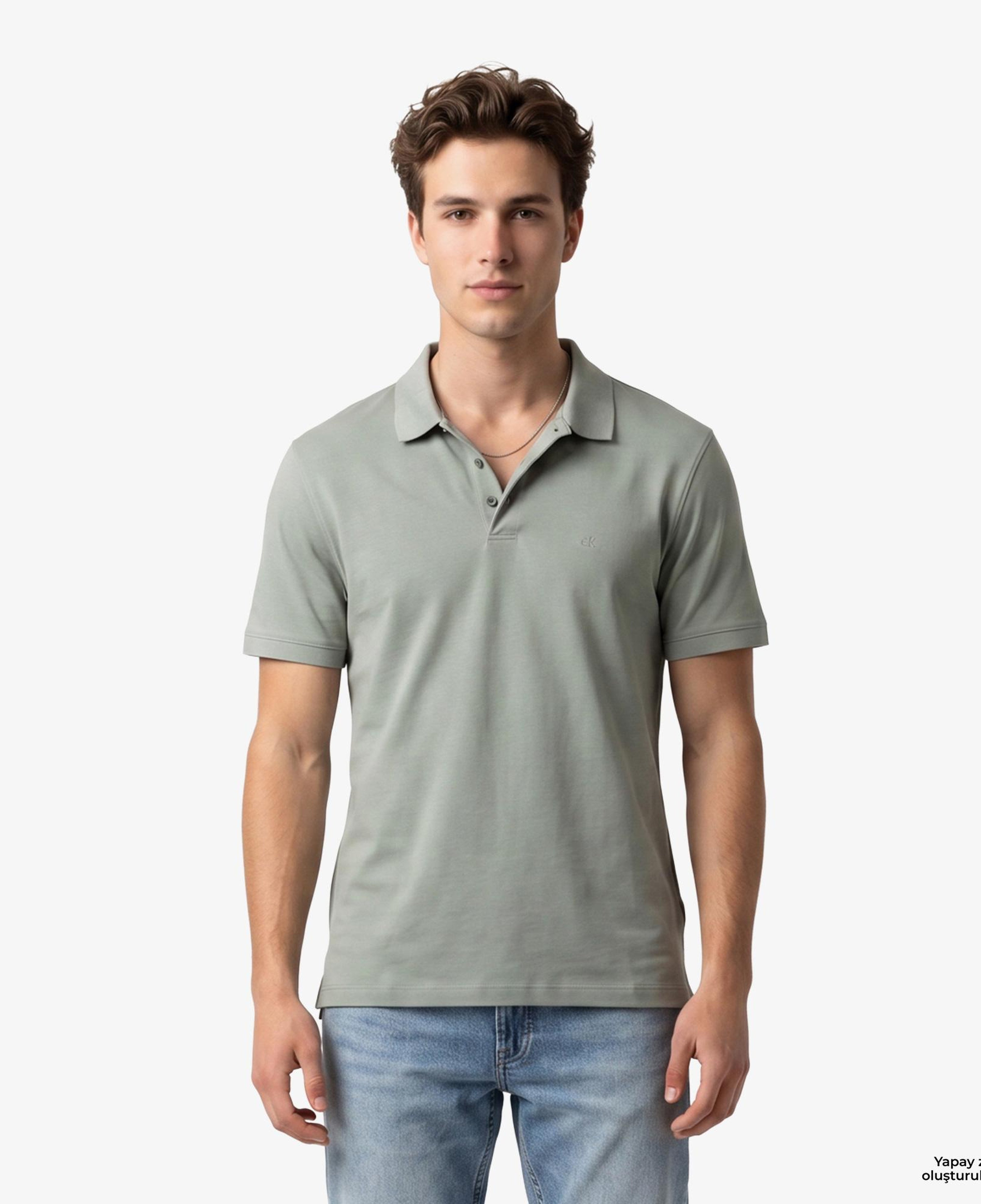 Calvin Klein Supima Chest Emb Erkek Bej Polo