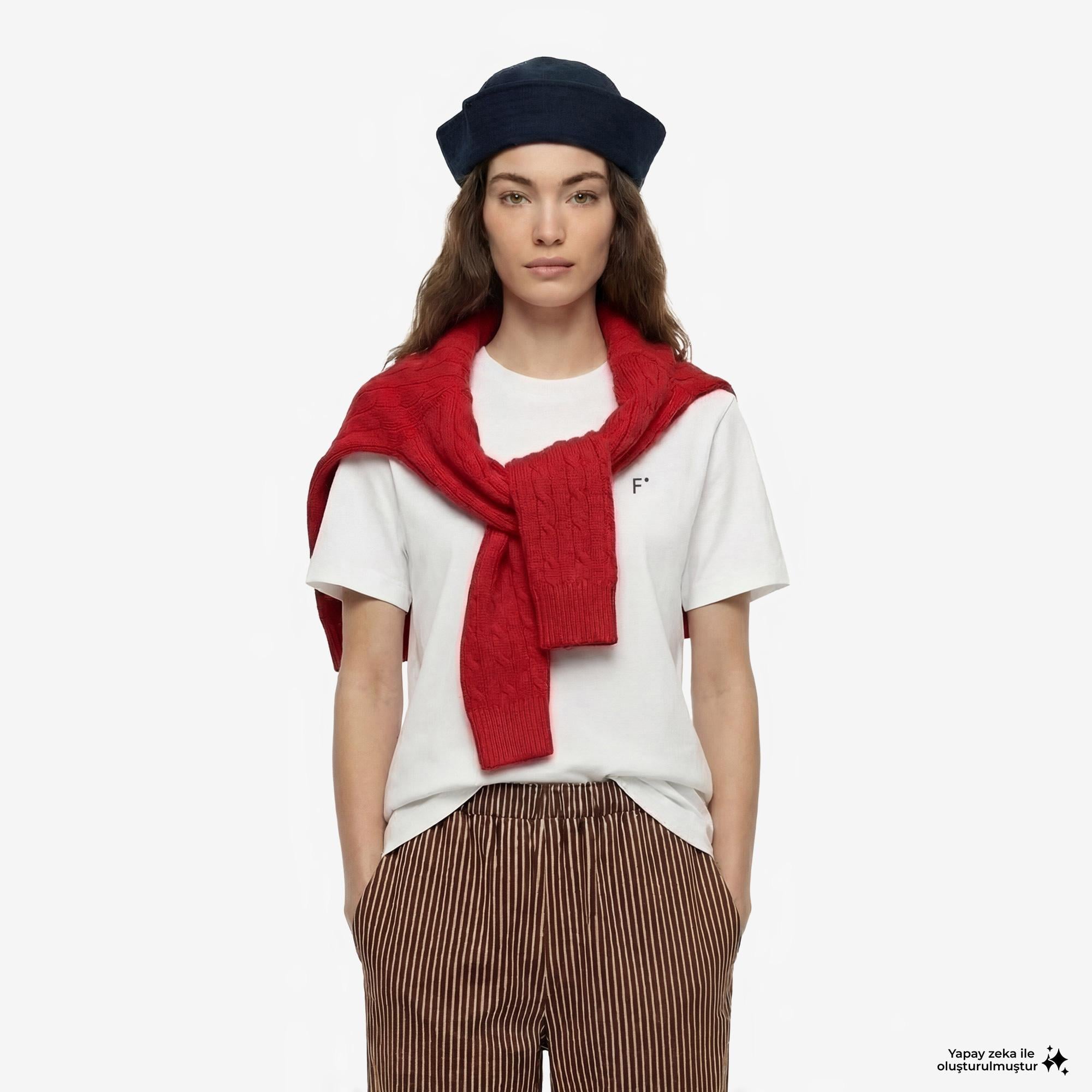 FashFed F İkonlu Unisex Beyaz T-Shirt