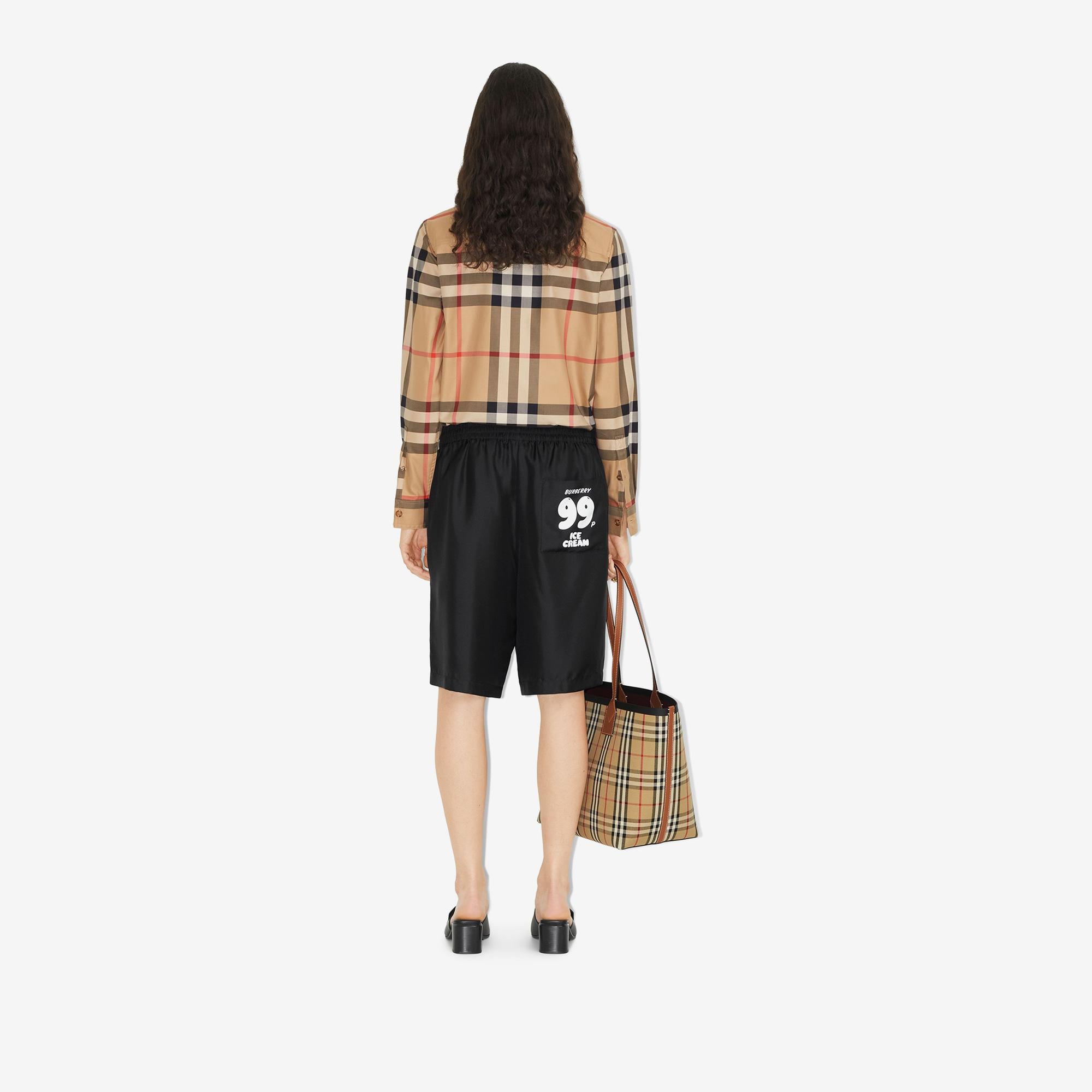 Burberry Check Pamuklu Kadın Bej Gömlek