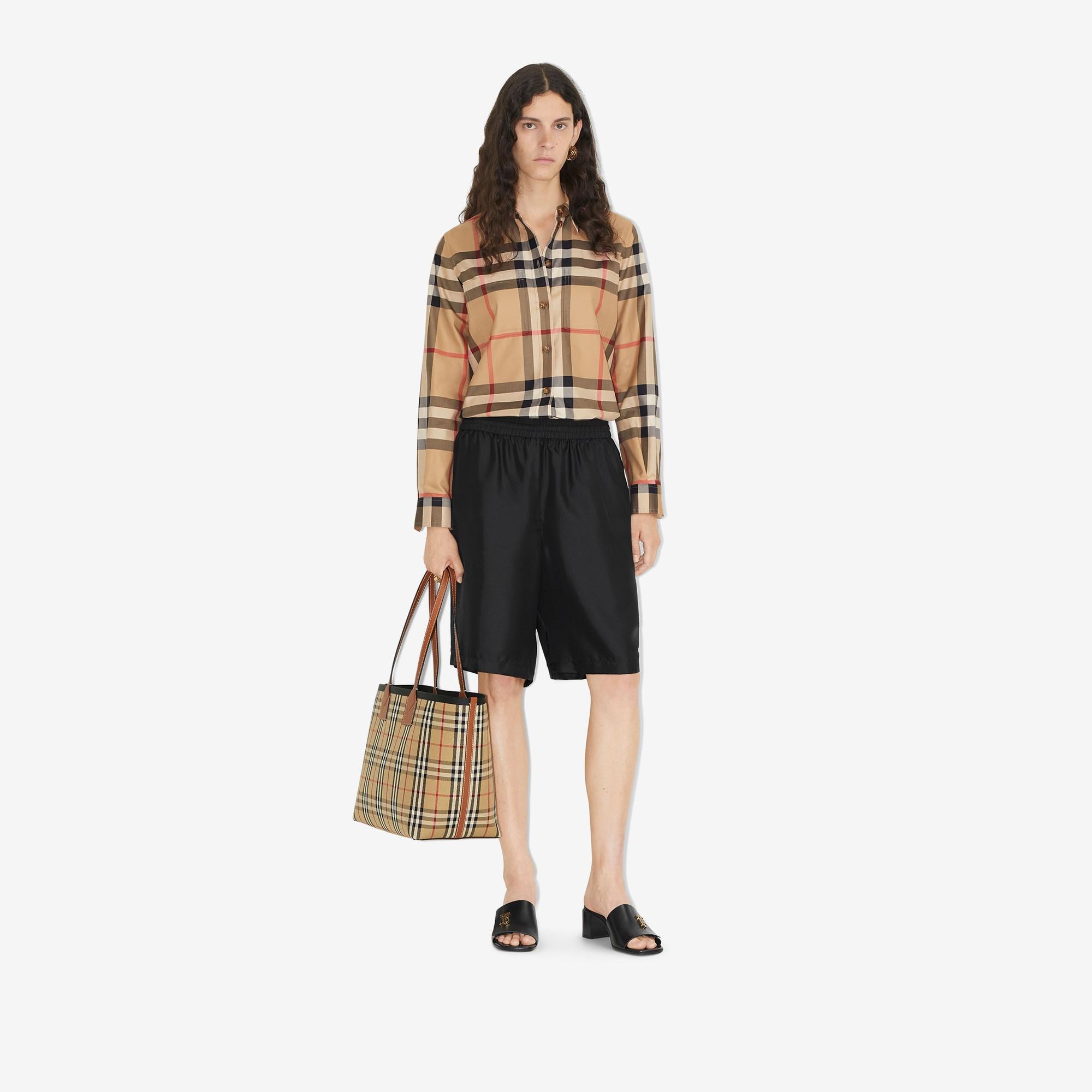 Burberry Check Pamuklu Kadın Bej Gömlek