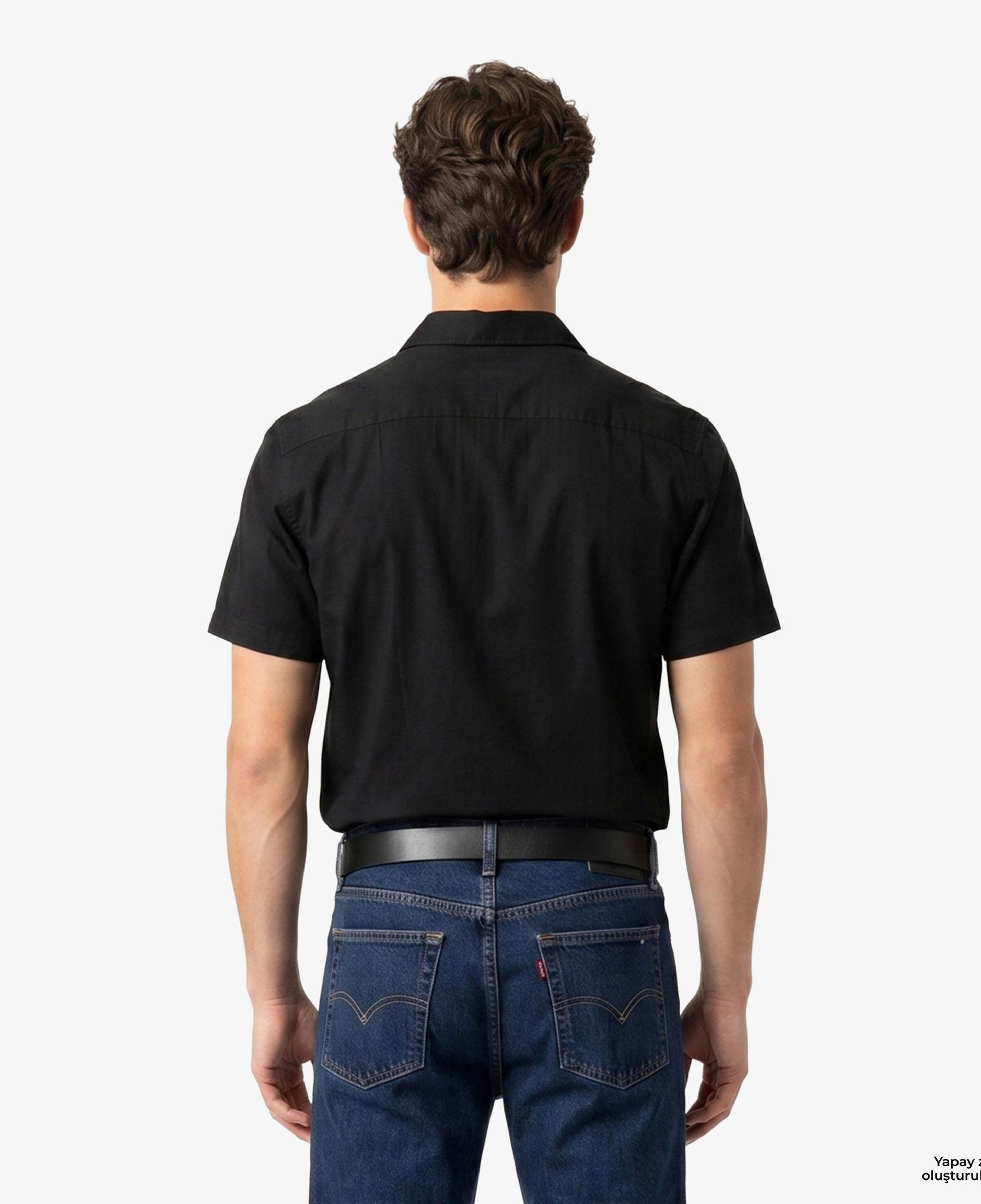 Calvin Klein Camp Collar Solid Class Erkek Siyah Keten Gömlek