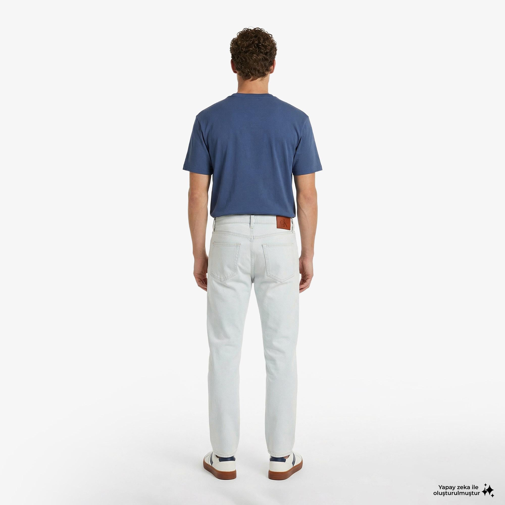 Calvin Klein Standard Straight Bleachout 205 Erkek Mavi Jean