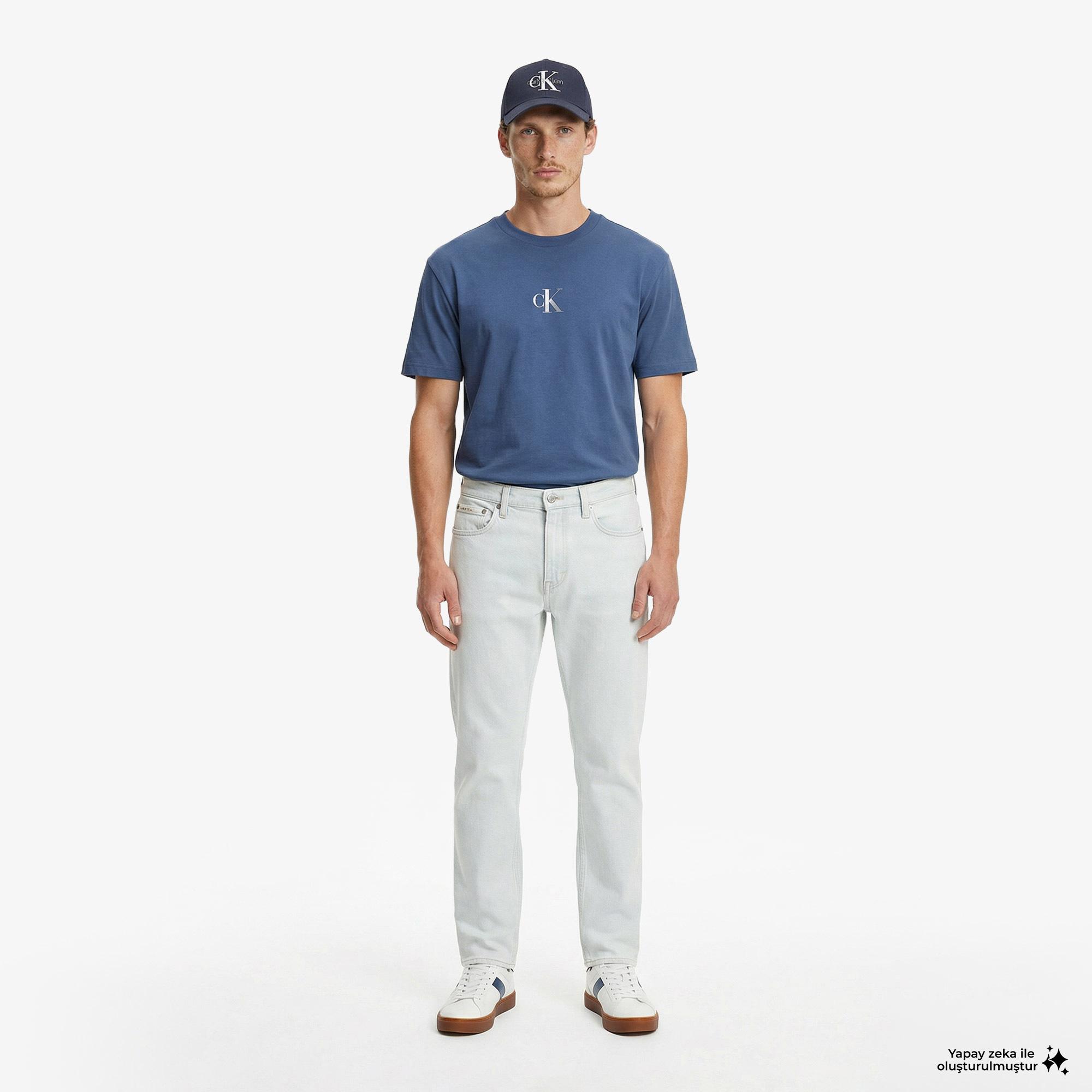 Calvin Klein Standard Straight Bleachout 205 Erkek Mavi Jean
