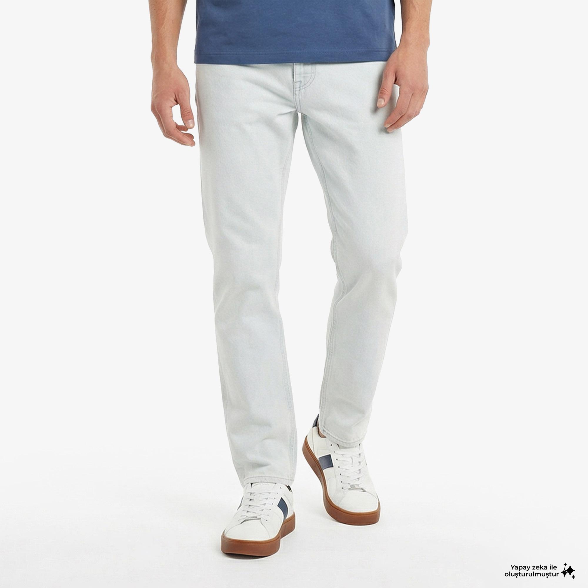 Calvin Klein Standard Straight Bleachout 205 Erkek Mavi Jean