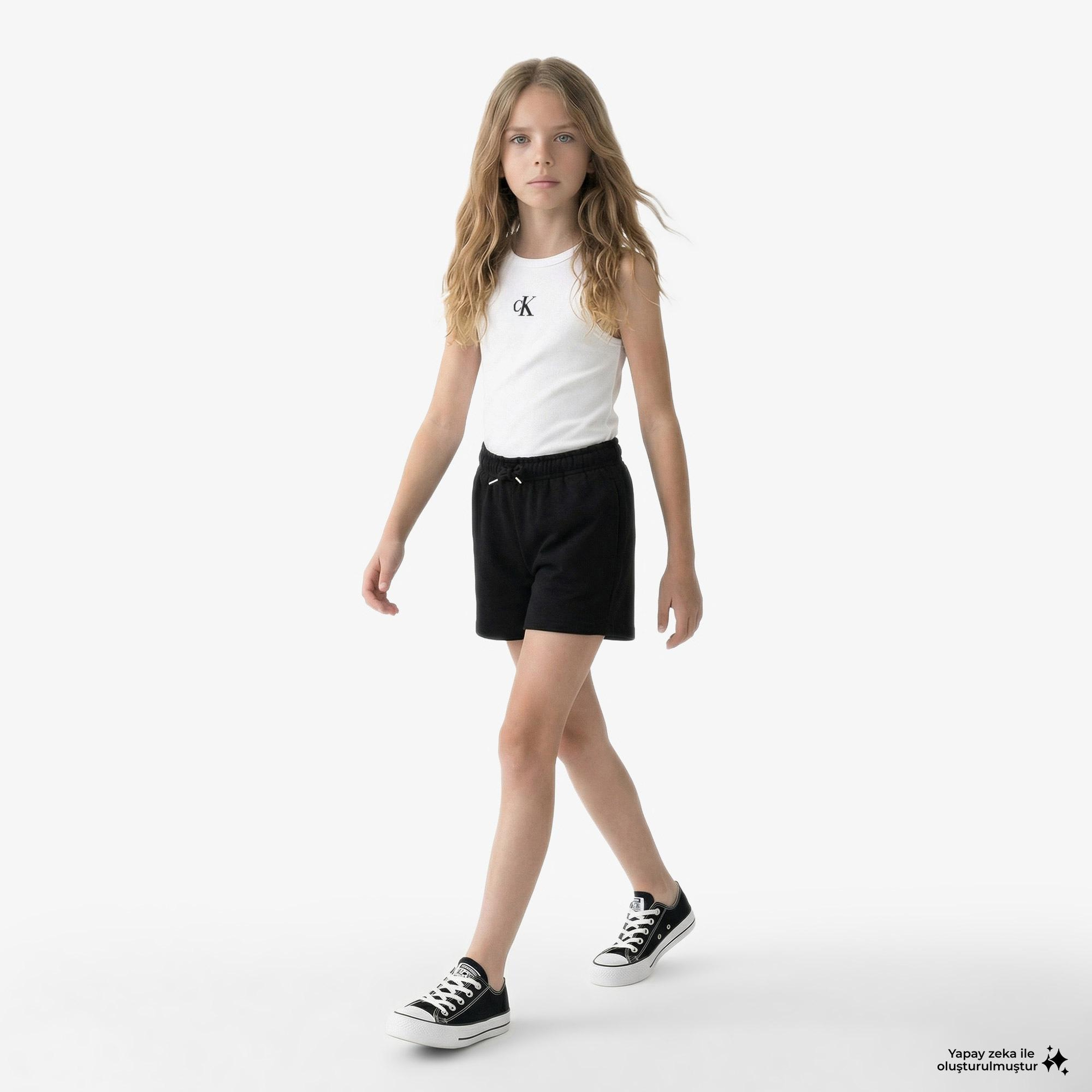 Calvin Klein Logo Çocuk Beyaz Kolsuz T-Shirt