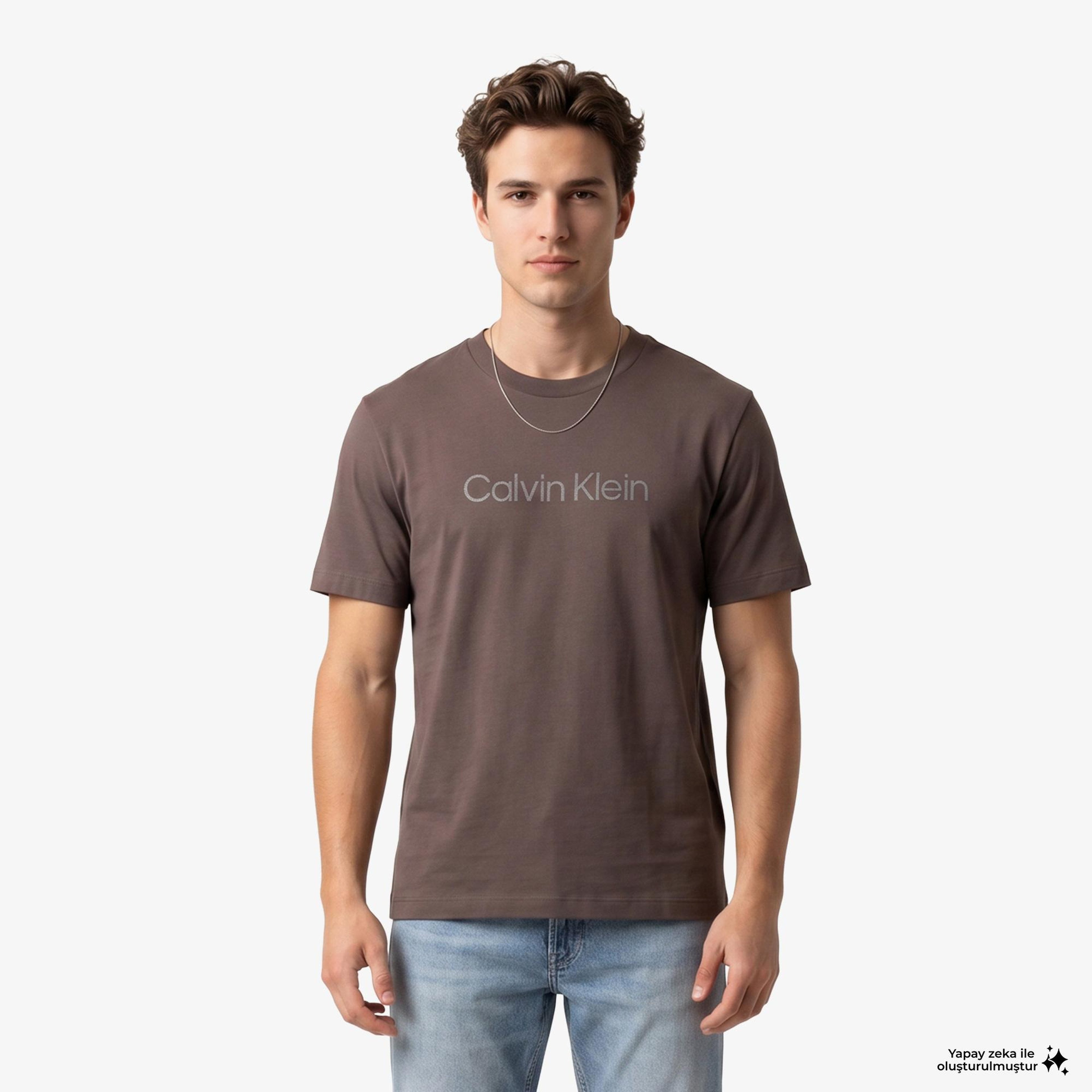 Calvin Klein 20S Sportswear Grap Erkek Kahverengi T-Shirt