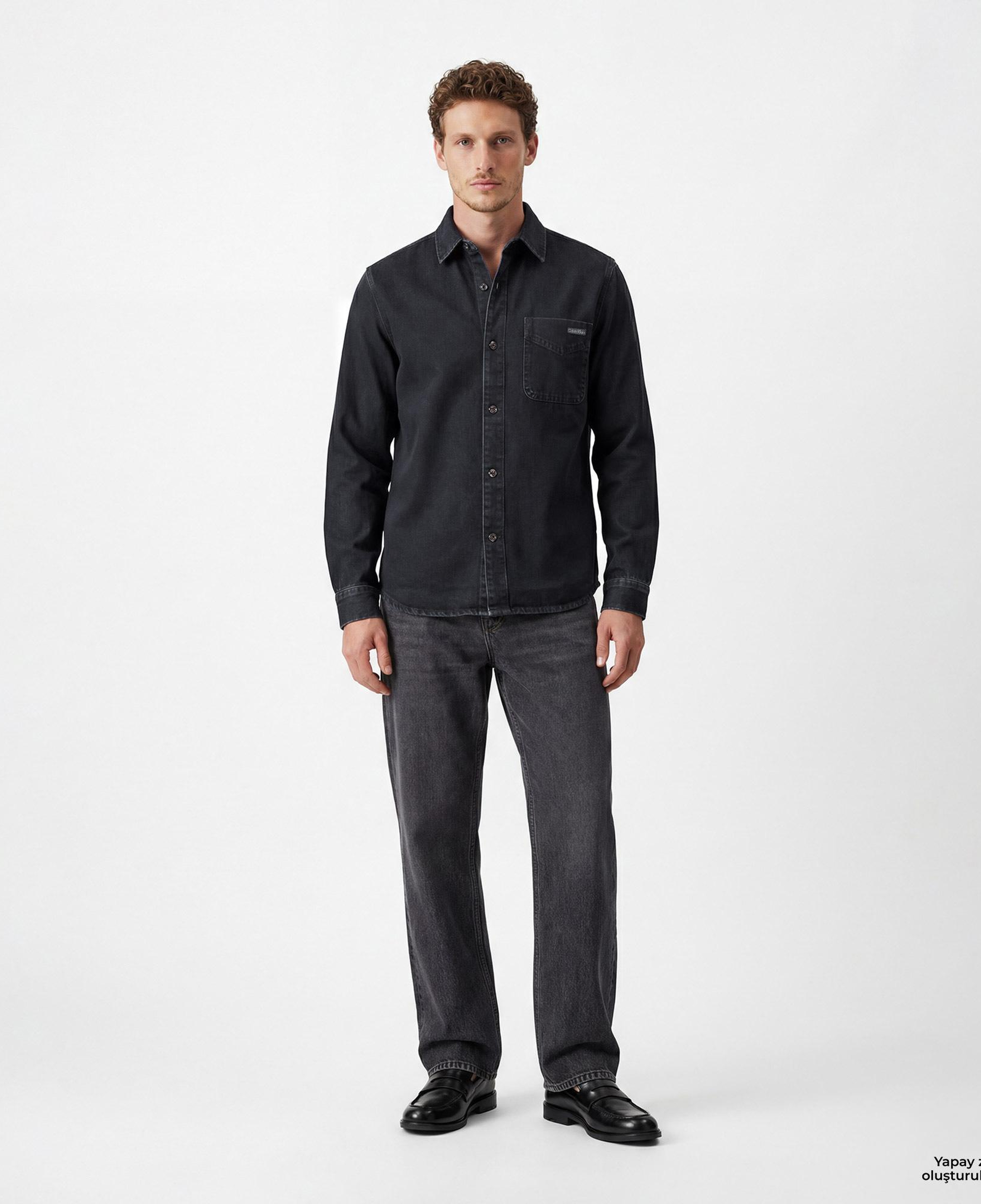 Calvin Klein Blue Black Stone 90S Overshirt Erkek Mavi Gömlek