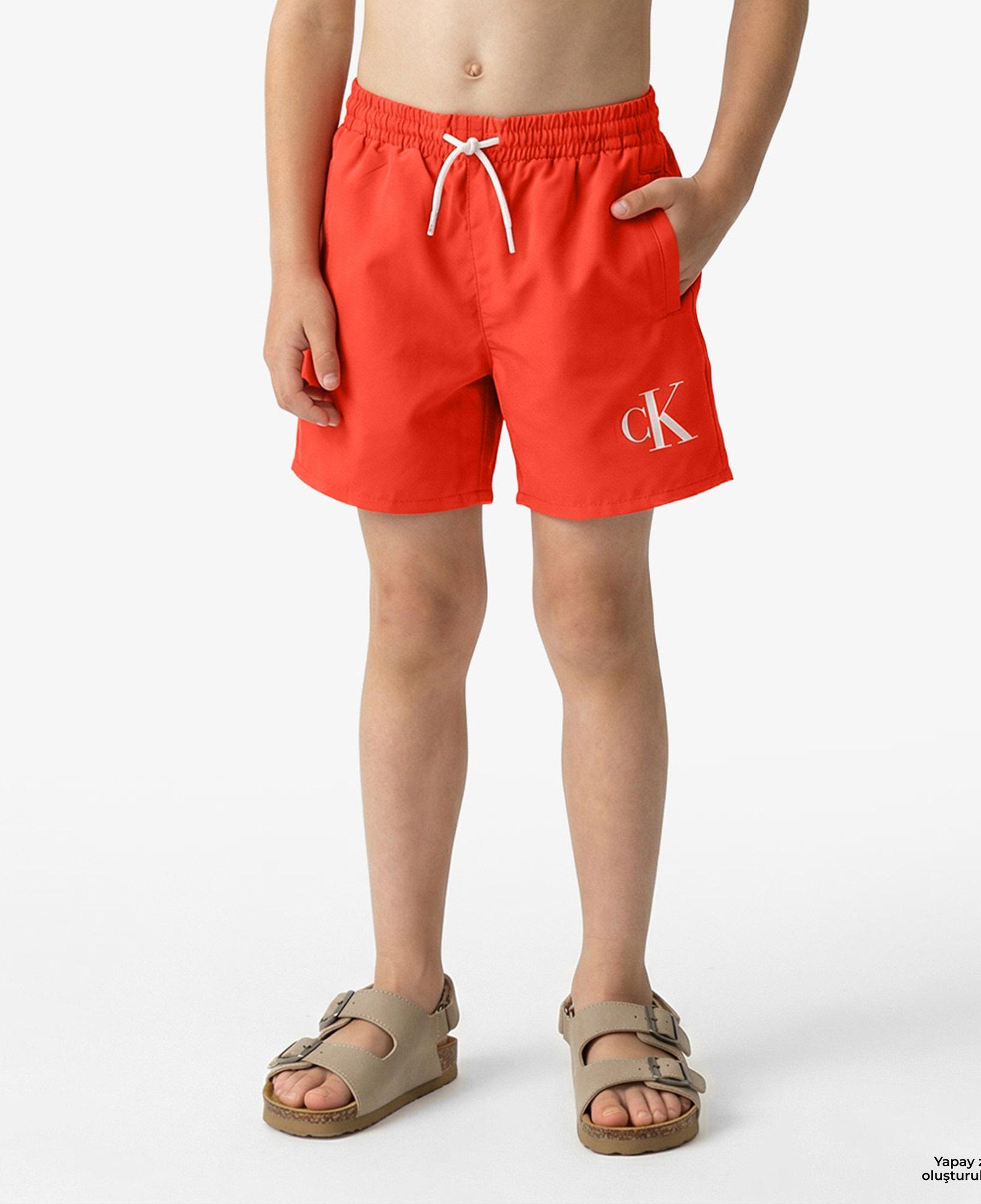 Calvin Klein Medium Drawstring Çocuk Kırmızı Deniz Şortu