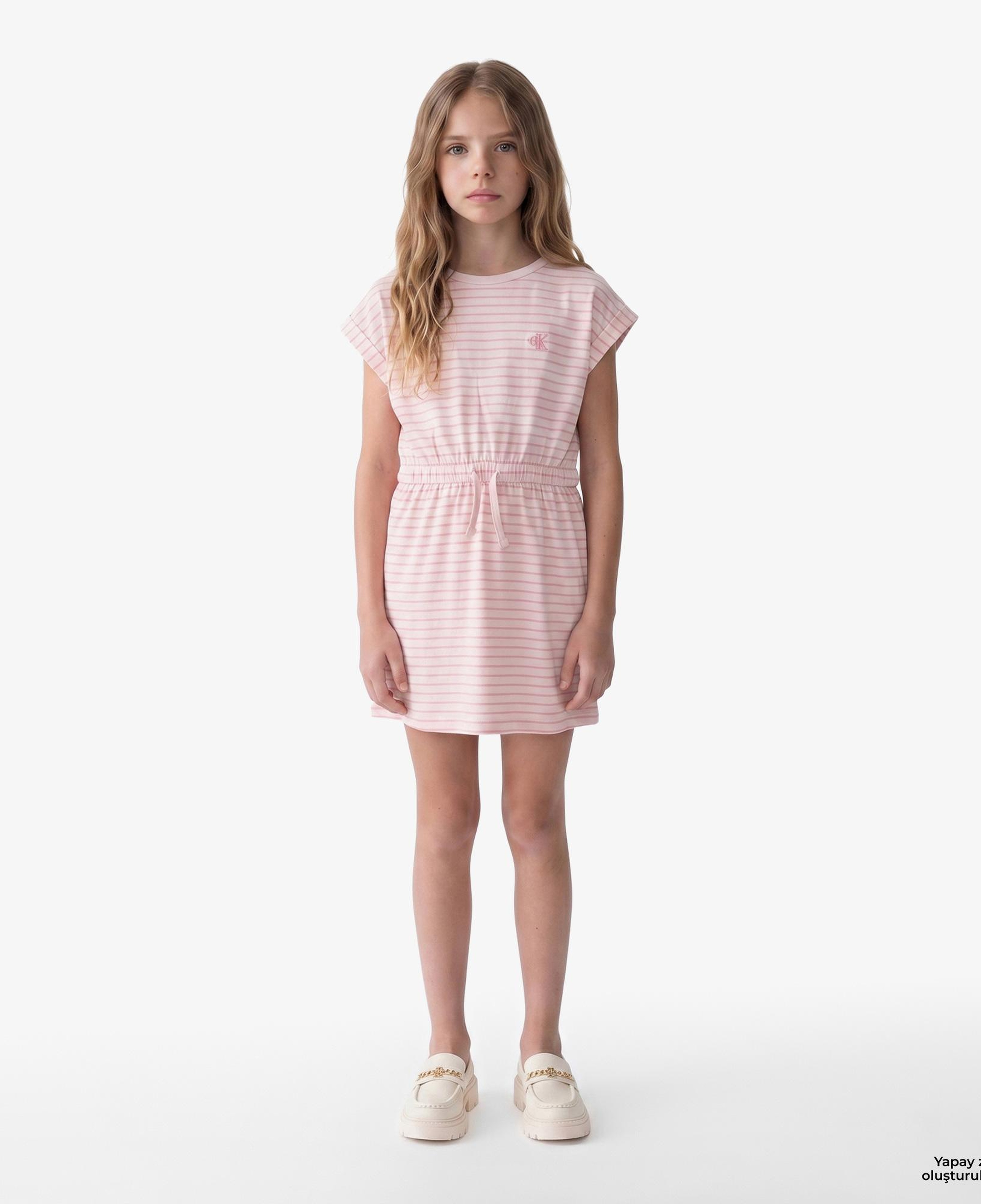 Calvin Klein Feeder Stripe Çocuk Pembe Elbise