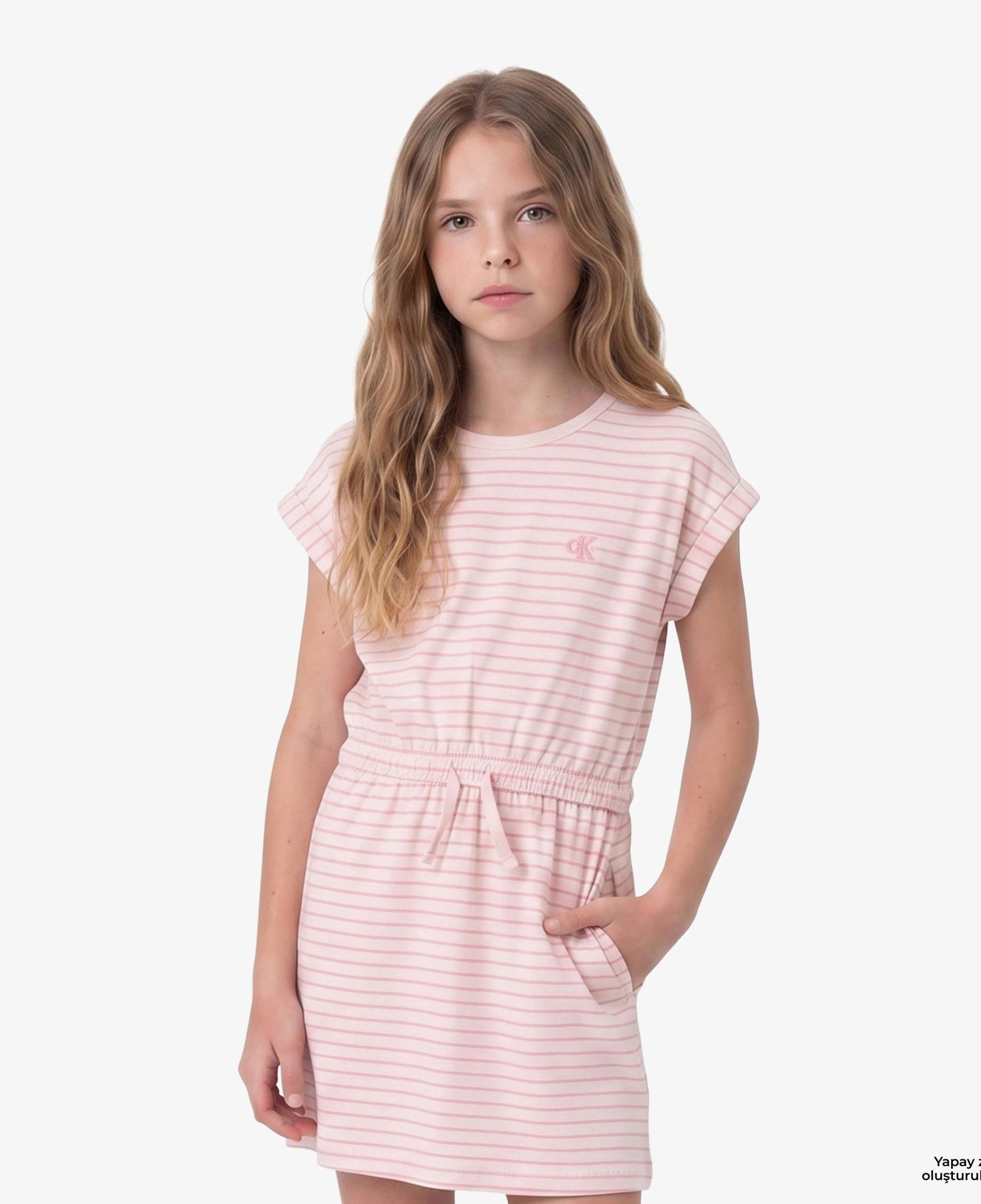 Calvin Klein Feeder Stripe Çocuk Pembe Elbise